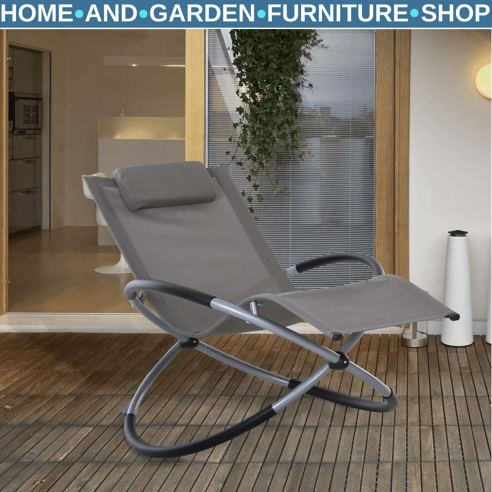 Orbital Zero Gravity Lounger Foldable Rocking Patio Chaise Chair with Pillow - Home and Garden Furniture Shop - #rustic - furniture#