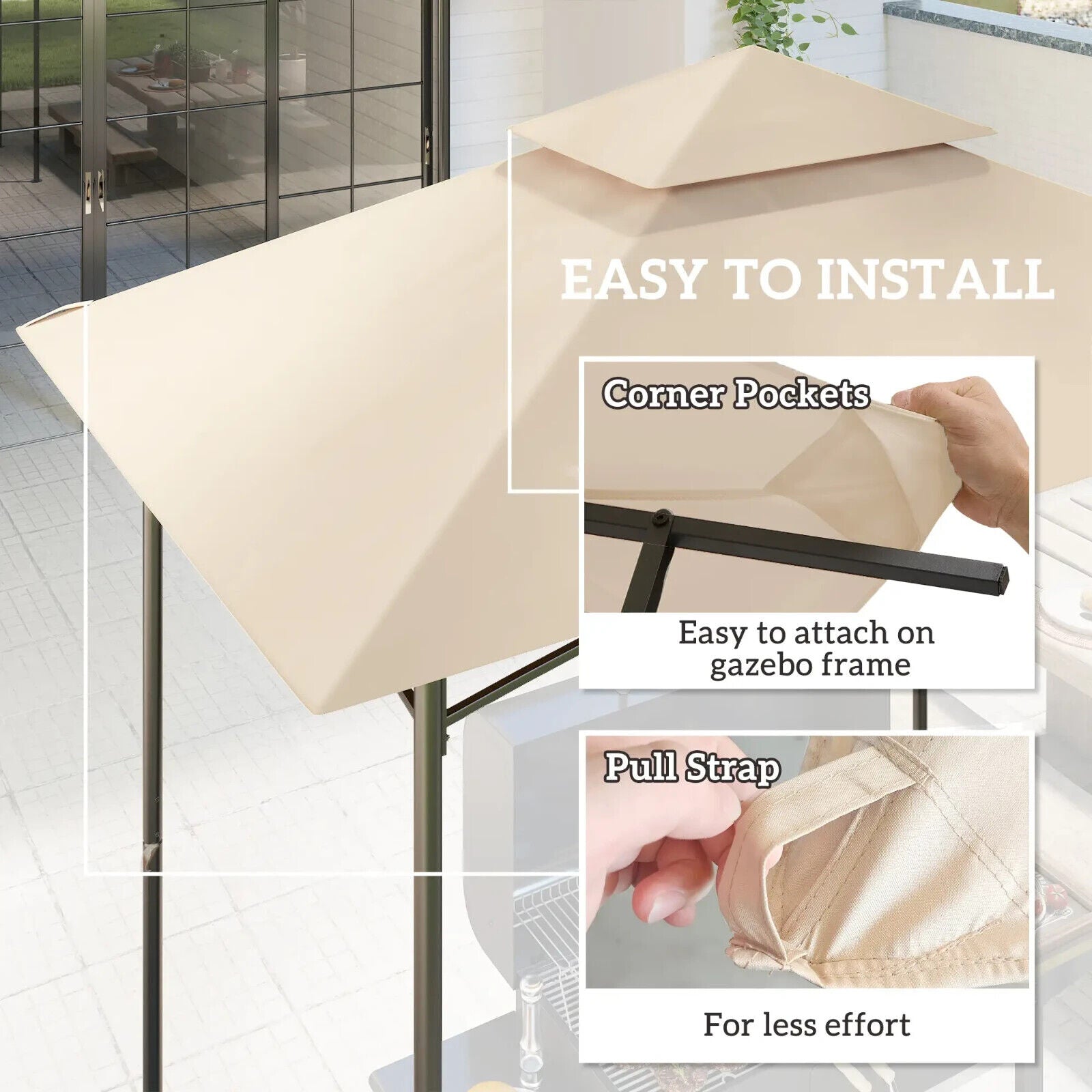 Outdoor BBQ Gazebo Grill Gazebo Roof Cover Replacement for 1.5 x 2.4m Frame - Home and Garden Furniture Shop - #rustic - furniture#