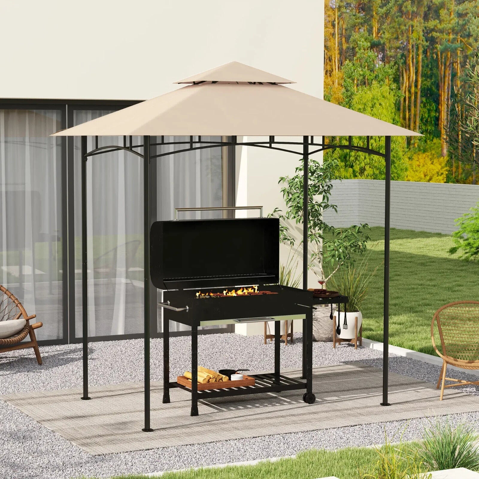 Outdoor BBQ Gazebo Grill Gazebo Roof Cover Replacement for 1.5 x 2.4m Frame - Home and Garden Furniture Shop - #rustic - furniture#