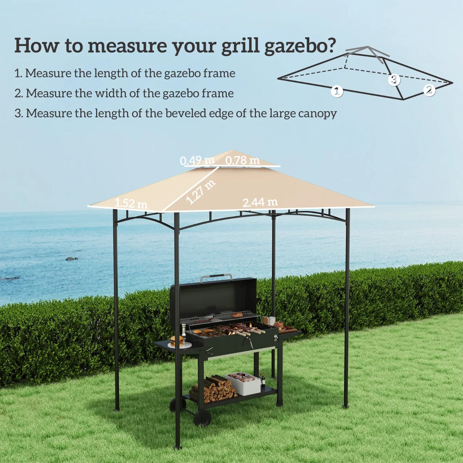 Outdoor BBQ Gazebo Grill Gazebo Roof Cover Replacement for 1.5 x 2.4m Frame - Home and Garden Furniture Shop - #rustic - furniture#