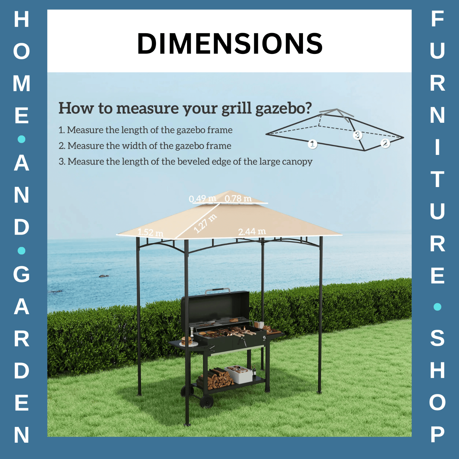 Outdoor BBQ Gazebo Grill Gazebo Roof Cover Replacement for 1.5 x 2.4m Frame - Home and Garden Furniture Shop - #rustic - furniture#