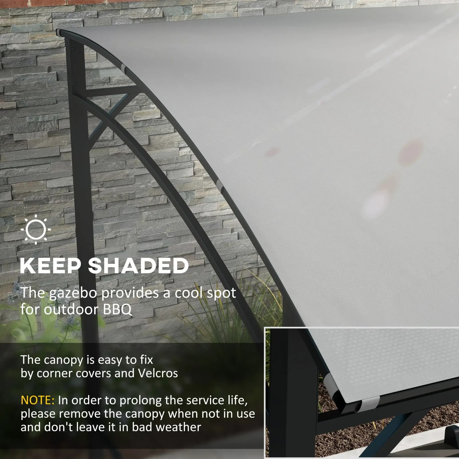 Outdoor Cooking Shelter 2.2 x 1.5 m BBQ Gazebo Tent Sun Shade with Canopy Grey - Home and Garden Furniture Shop - rustic - furniture