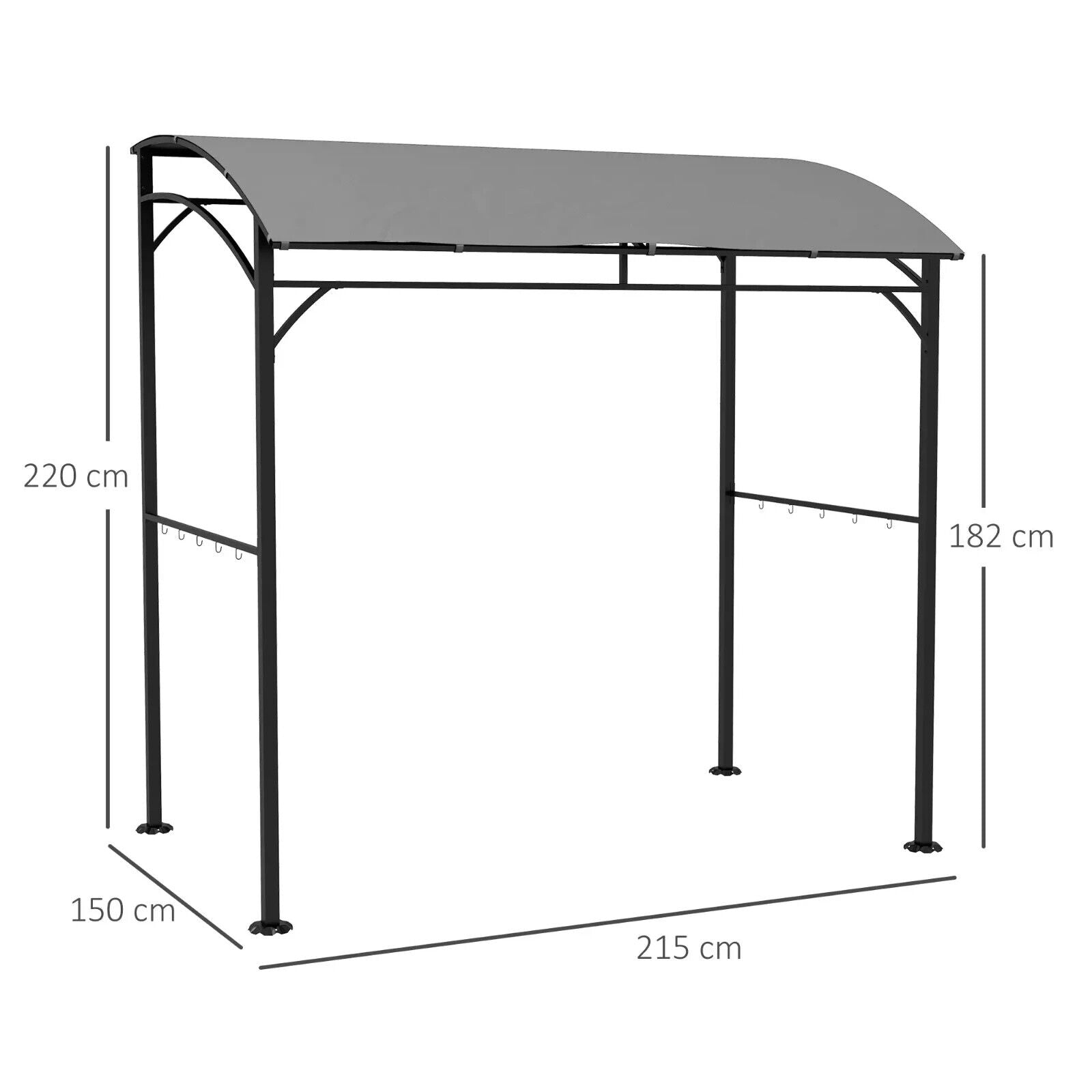 Outdoor Cooking Shelter 2.2 x 1.5 m BBQ Gazebo Tent Sun Shade with Canopy Grey - Home and Garden Furniture Shop - #rustic - furniture#