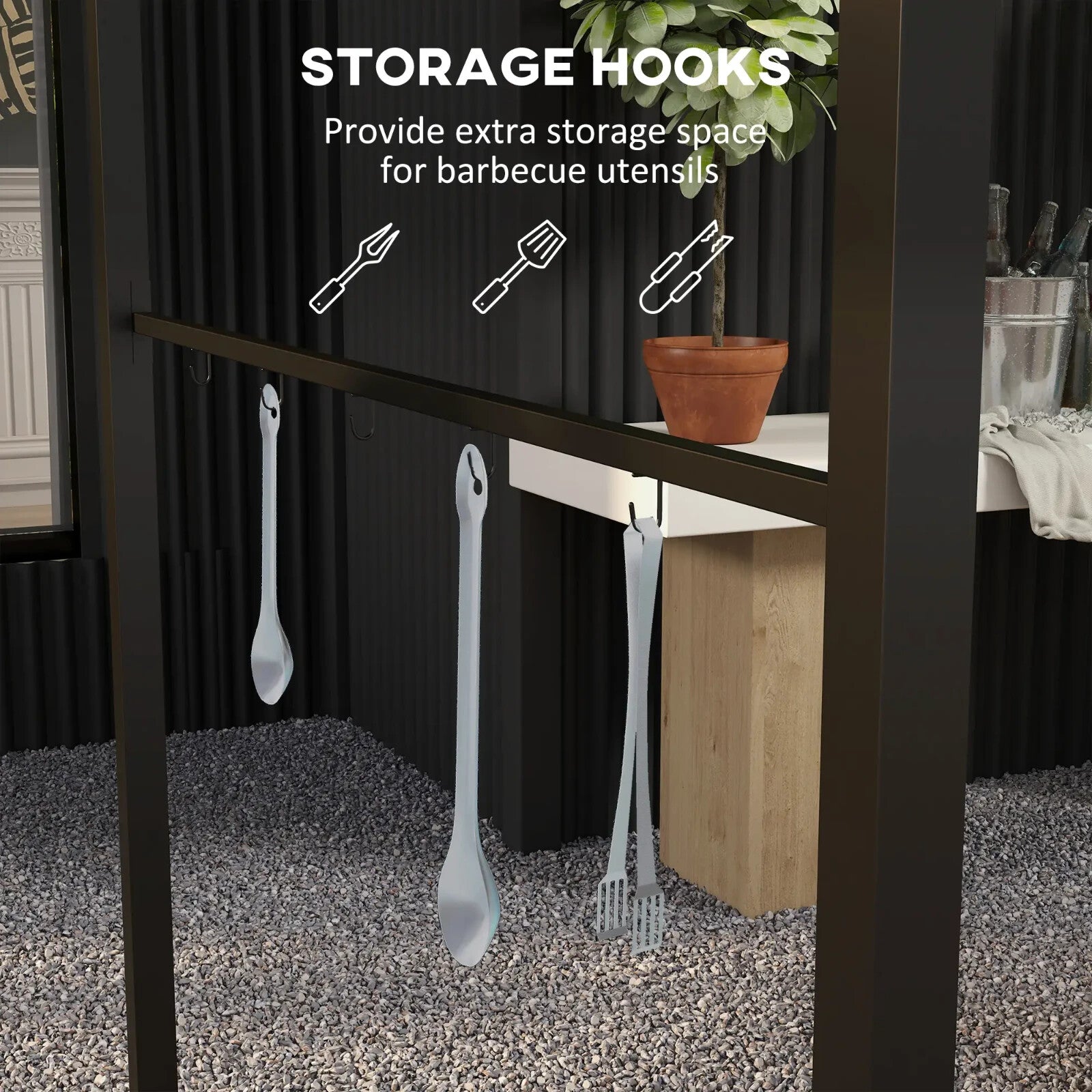 Outdoor Cooking Shelter 2.2 x 1.5 m BBQ Gazebo Tent Sun Shade with Canopy Grey - Home and Garden Furniture Shop - rustic - furniture