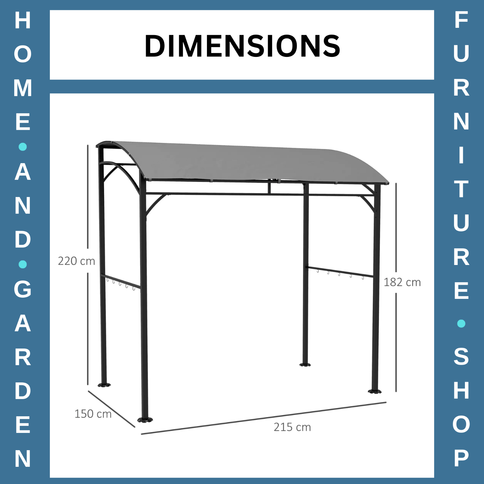 Outdoor Cooking Shelter 2.2 x 1.5 m BBQ Gazebo Tent Sun Shade with Canopy Grey - Home and Garden Furniture Shop - #rustic - furniture#