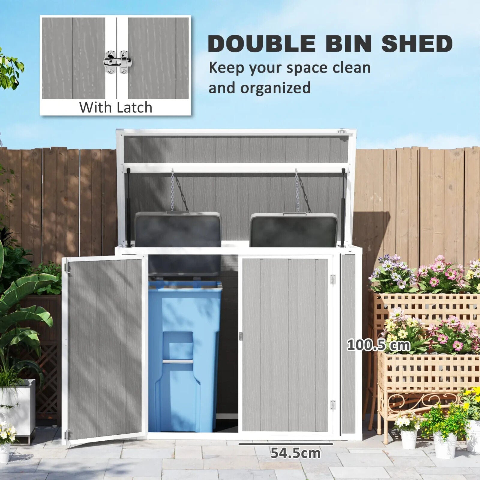 Outdoor Double Bin Storage Shed 4.7 x 2.5FT Lockable Garden Shed Grey Bike Shed - Home and Garden Furniture Shop - #rustic - furniture#
