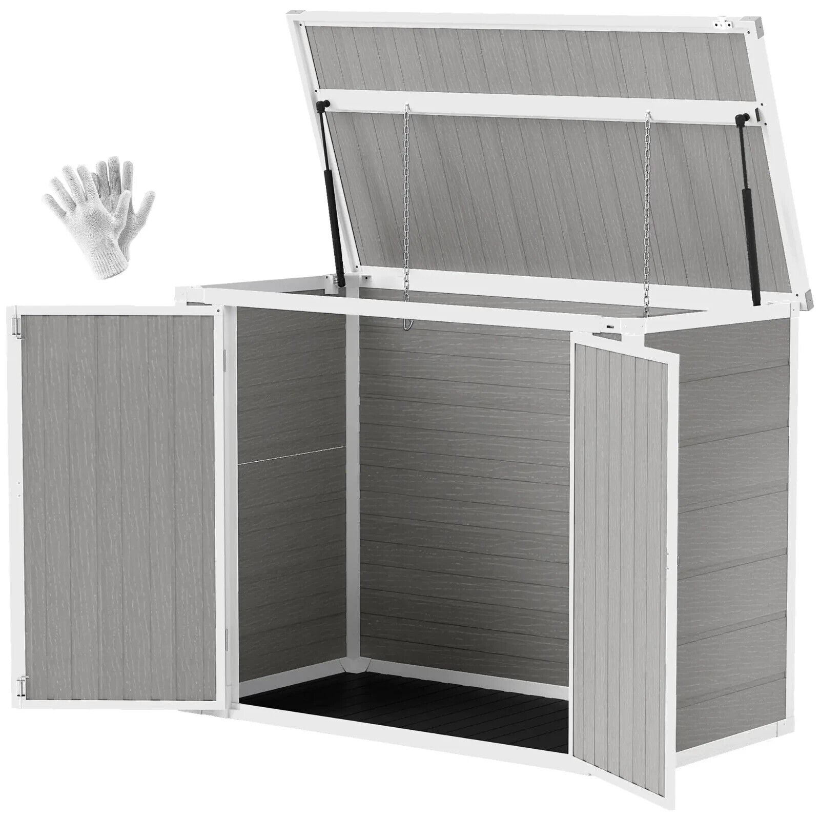 Outdoor Double Bin Storage Shed 4.7 x 2.5FT Lockable Garden Shed Grey Bike Shed - Home and Garden Furniture Shop - #rustic - furniture#