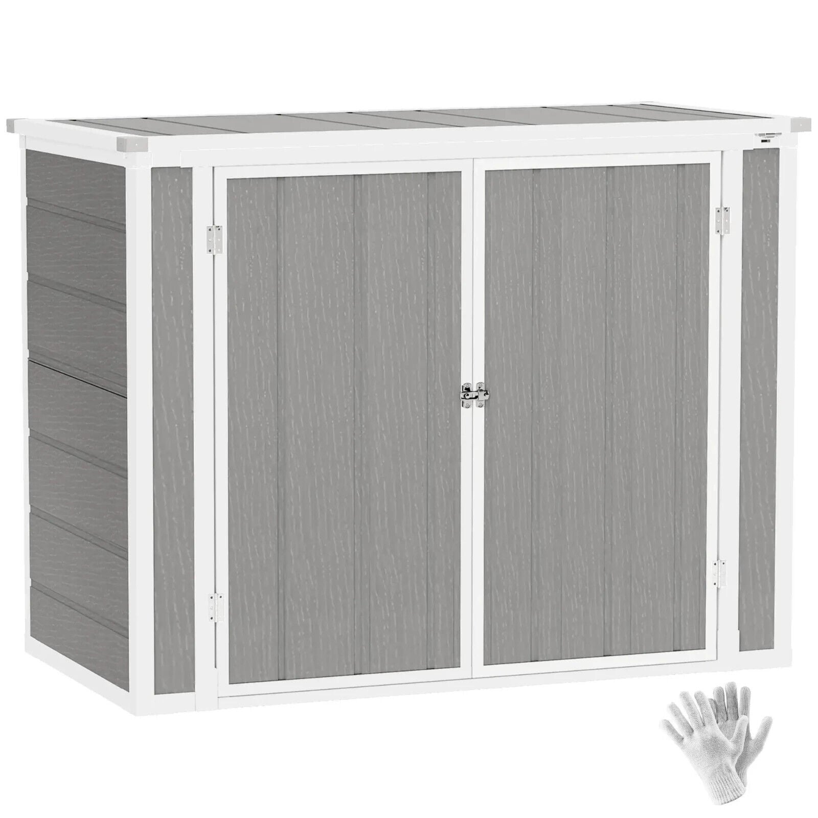 Outdoor Double Bin Storage Shed 4.7 x 2.5FT Lockable Garden Shed Grey Bike Shed - Home and Garden Furniture Shop - #rustic - furniture#
