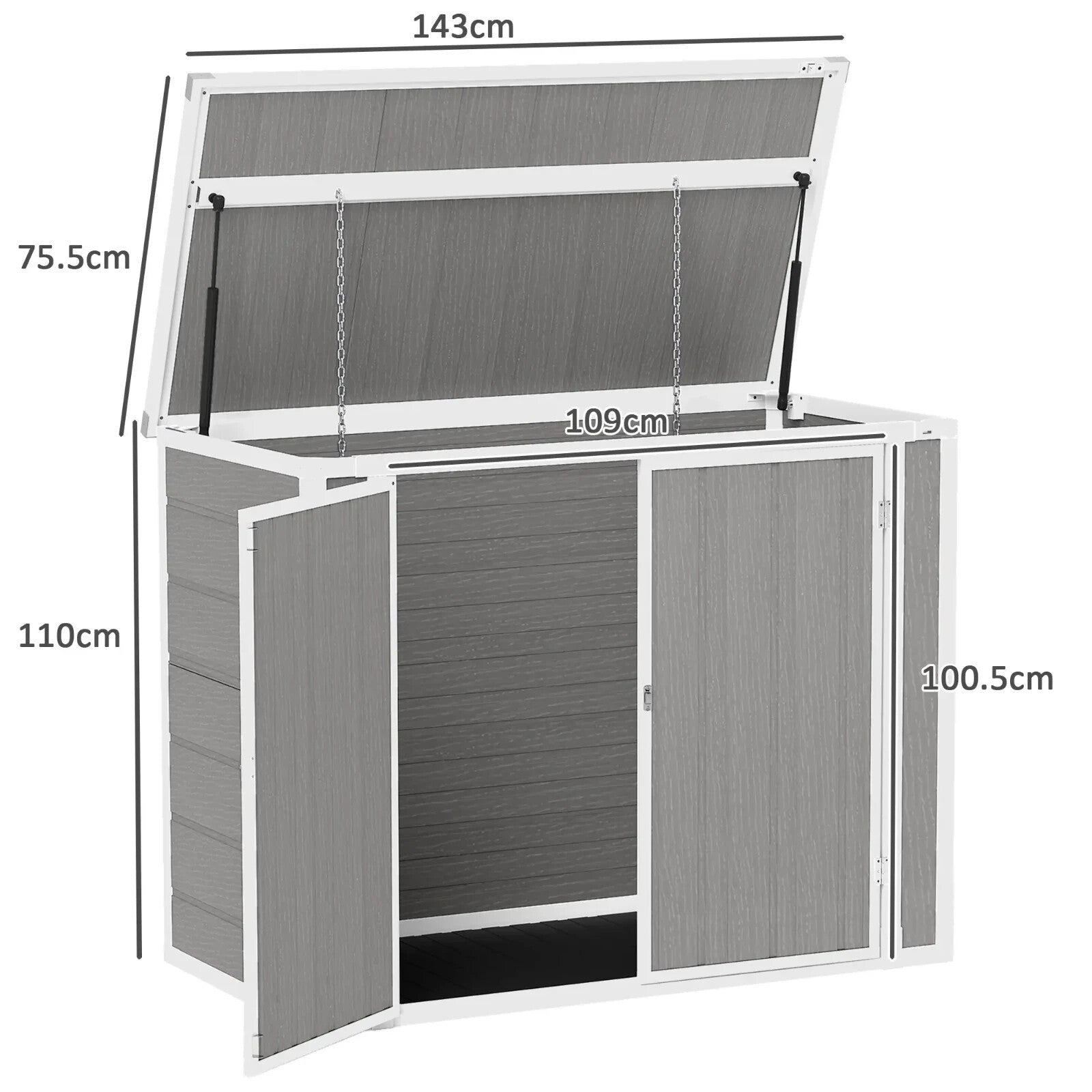 Outdoor Double Bin Storage Shed 4.7 x 2.5FT Lockable Garden Shed Grey Bike Shed - Home and Garden Furniture Shop - rustic - furniture