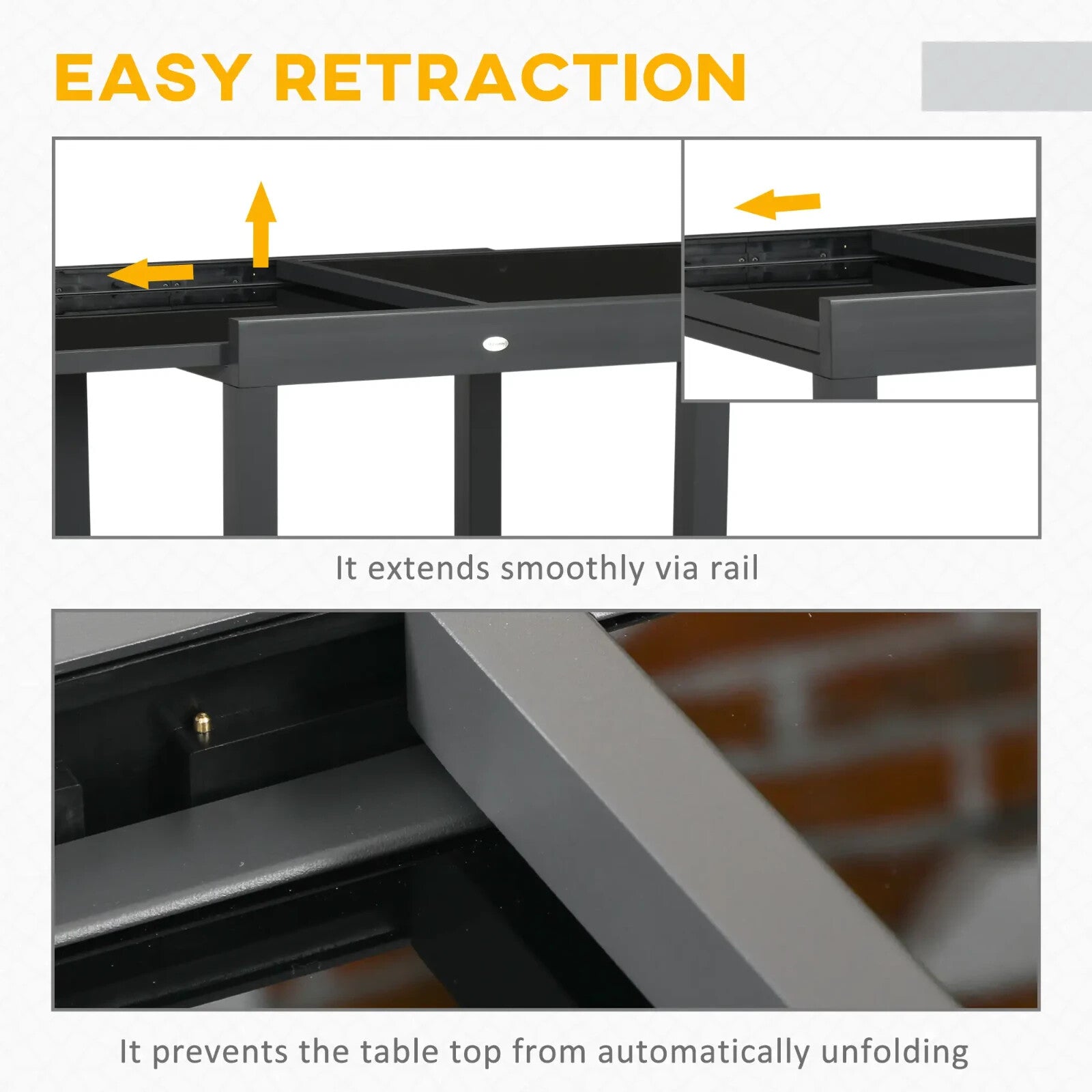 Outdoor Extending Garden Dining Table w/ Aluminium Frame & Glass Tabletop Black - Home and Garden Furniture Shop - rustic - furniture