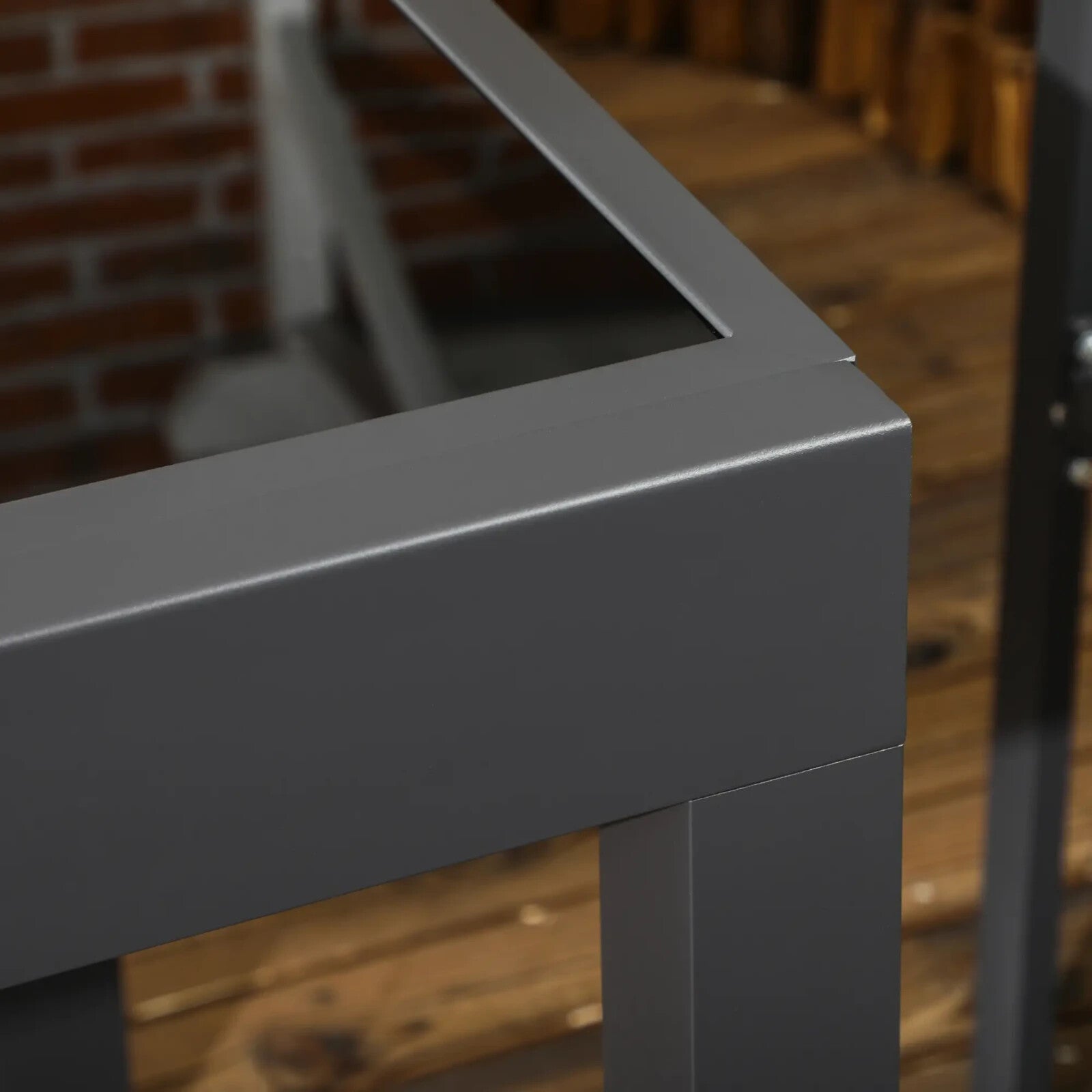 Outdoor Extending Garden Dining Table w/ Aluminium Frame & Glass Tabletop Black - Home and Garden Furniture Shop - rustic - furniture