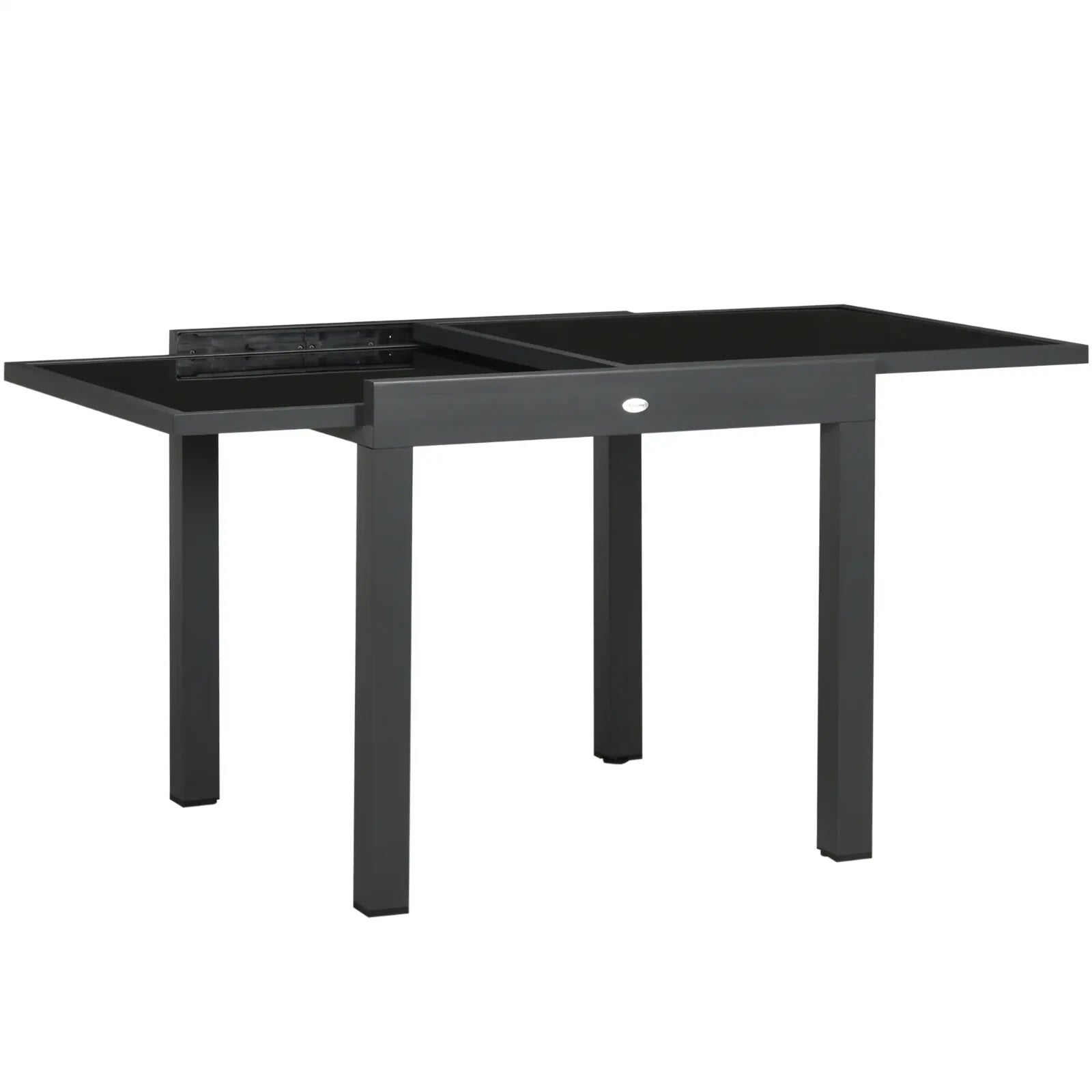 Outdoor Extending Garden Dining Table w/ Aluminium Frame & Glass Tabletop Black - Home and Garden Furniture Shop - rustic - furniture