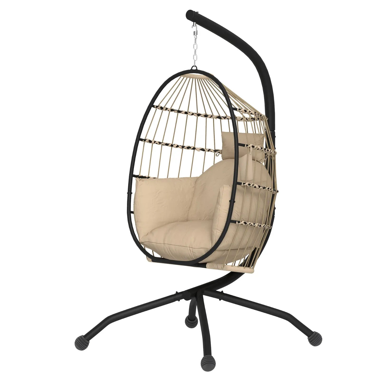 Outdoor Garden Egg Chair Swing Chair Patio Floating Egg Chair with Cushion Seat - Home and Garden Furniture Shop - rustic - furniture