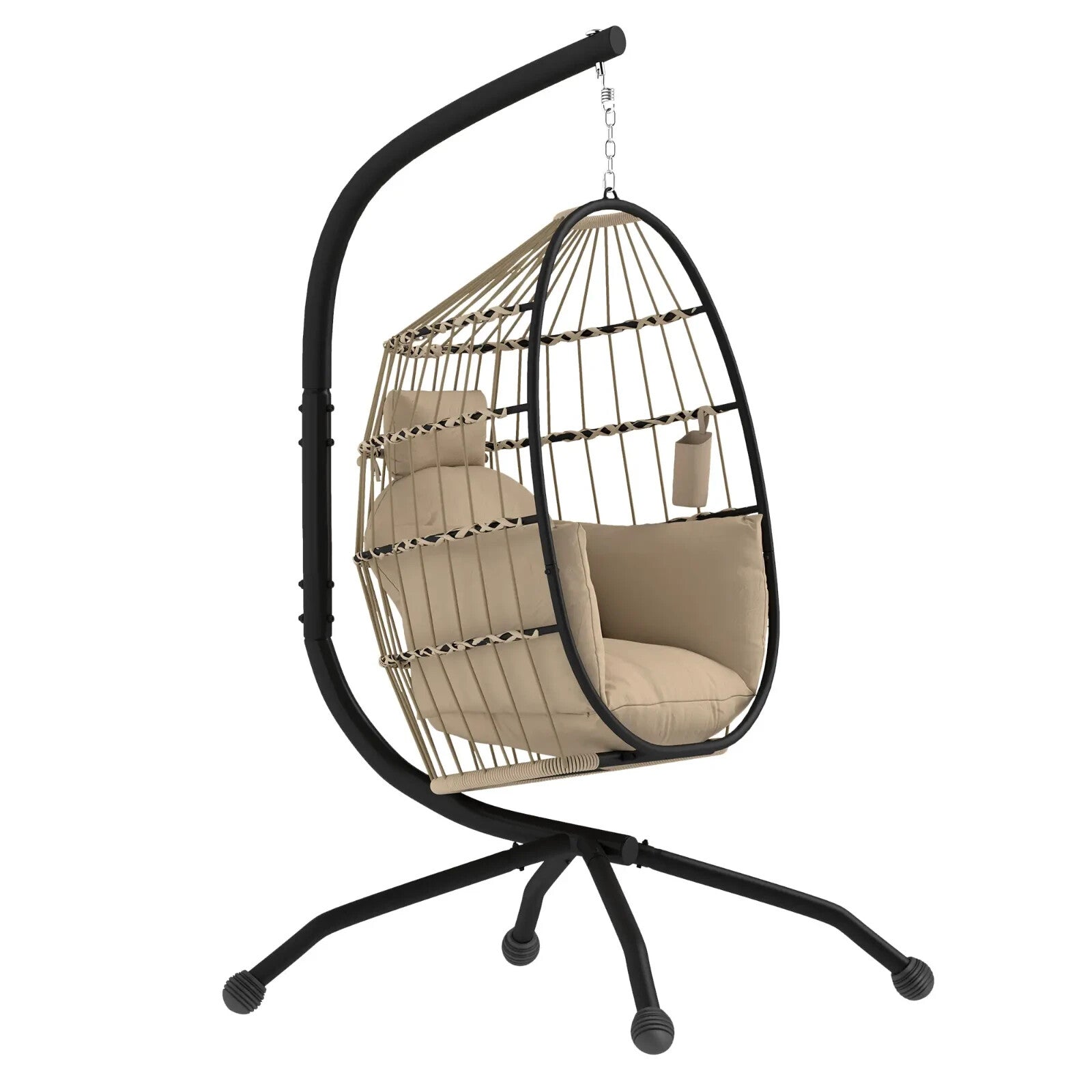 Outdoor Garden Egg Chair Swing Chair Patio Floating Egg Chair with Cushion Seat - Home and Garden Furniture Shop - rustic - furniture