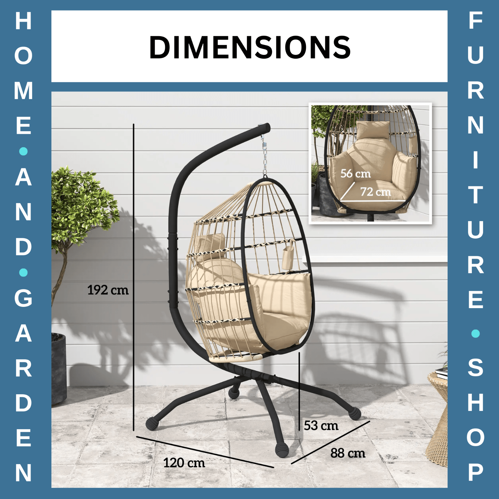 Outdoor Garden Egg Chair Swing Chair Patio Floating Egg Chair with Cushion Seat - Home and Garden Furniture Shop - #rustic - furniture#