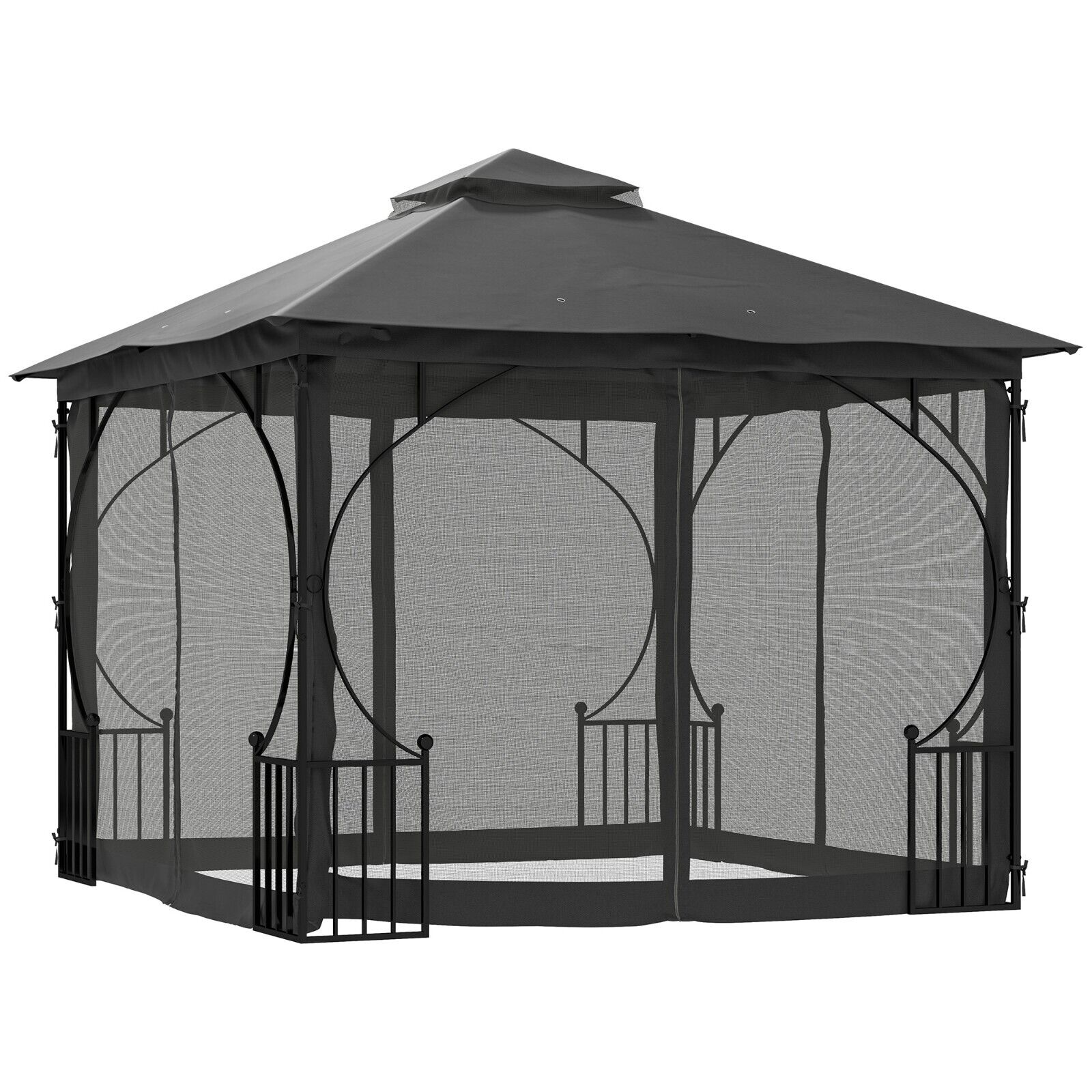 Outdoor Garden Gazebo Party Tent Canopy Sun Shade Patio Cover Shelter Black 3m - Home and Garden Furniture Shop - #rustic - furniture#