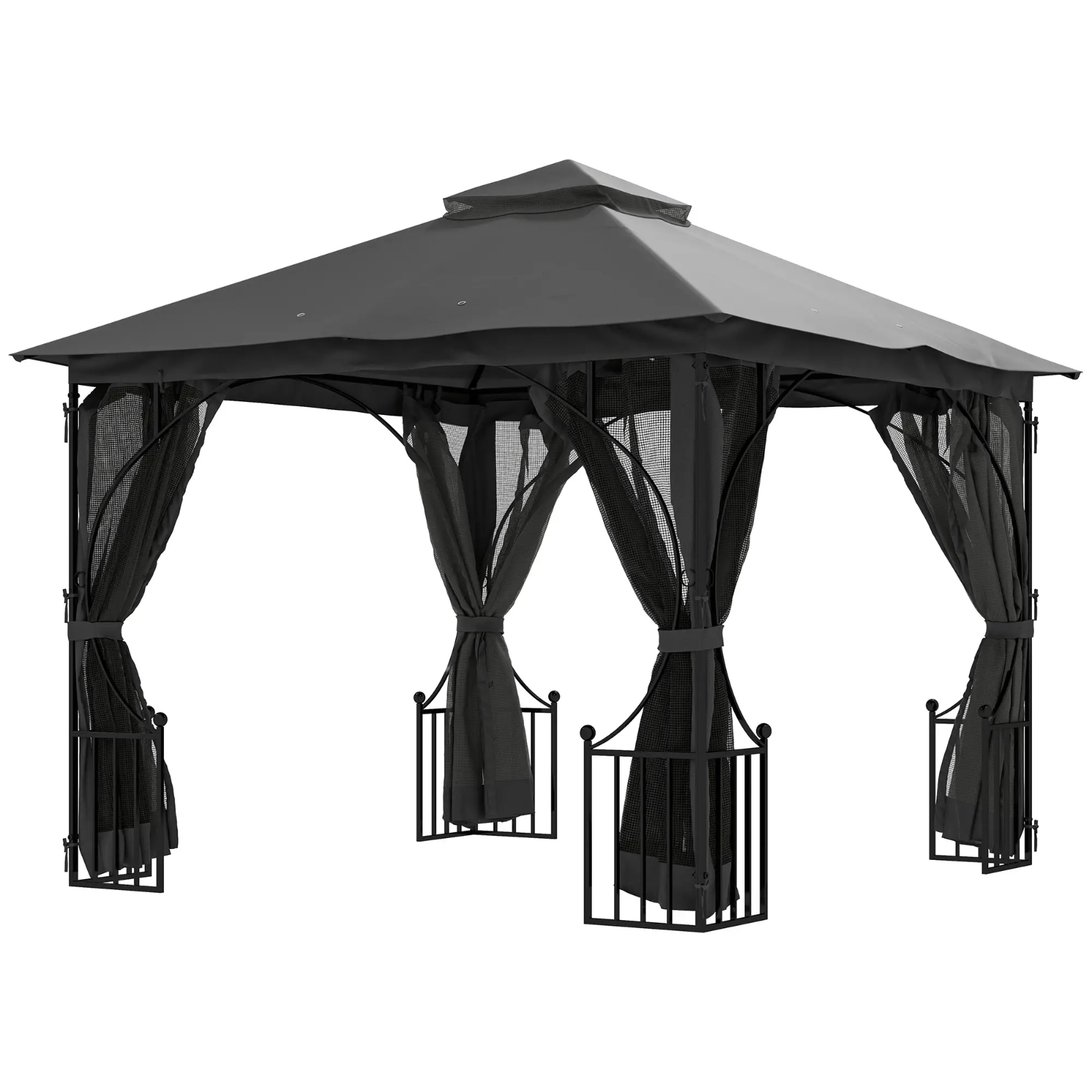 Outdoor Garden Gazebo Party Tent Canopy Sun Shade Patio Cover Shelter Black 3m - Home and Garden Furniture Shop - #rustic - furniture#