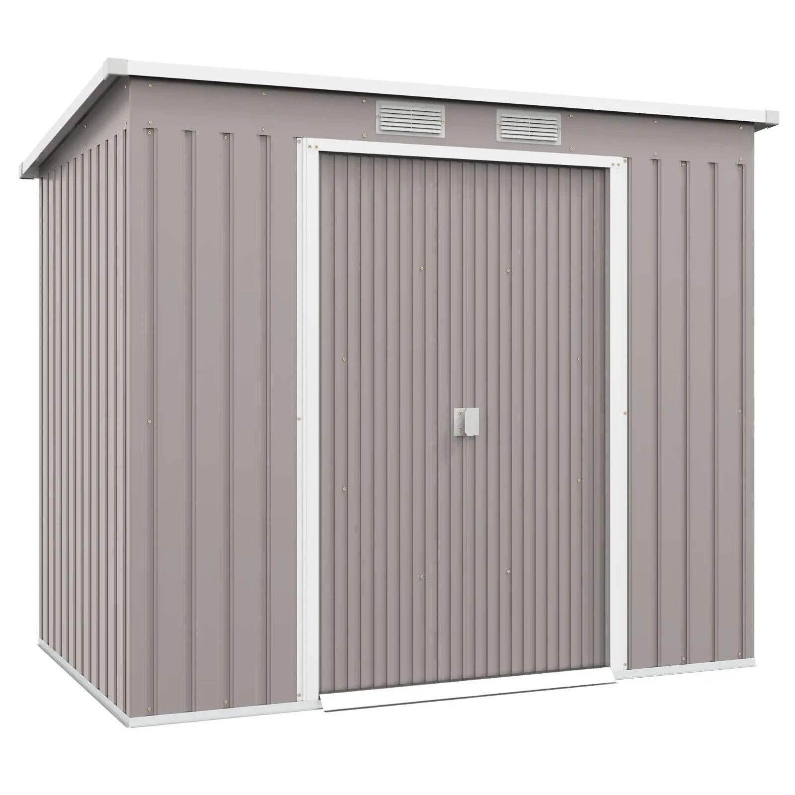Outdoor Garden Metal Storage Shed with Foundation Double Doors Vents Sloped Roof - Home and Garden Furniture Shop - #rustic - furniture#