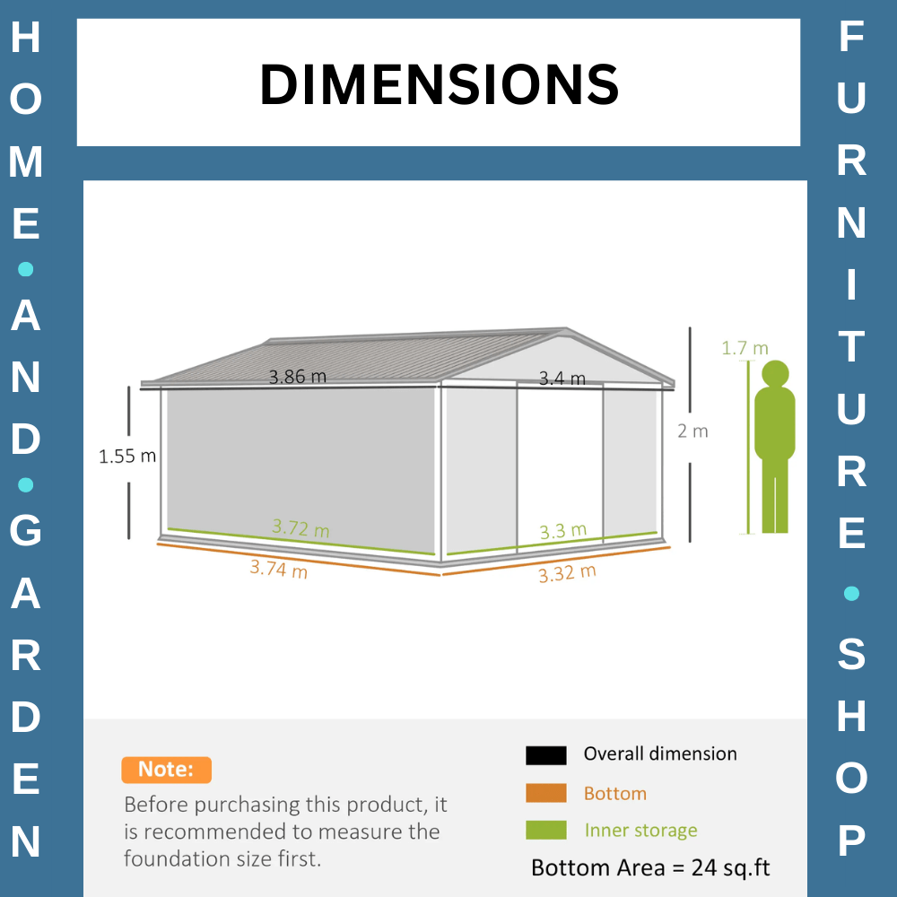 Outdoor Garden Metal Storage Shed with Foundation Double Doors Vents Sloped Roof - Home and Garden Furniture Shop - #rustic - furniture#