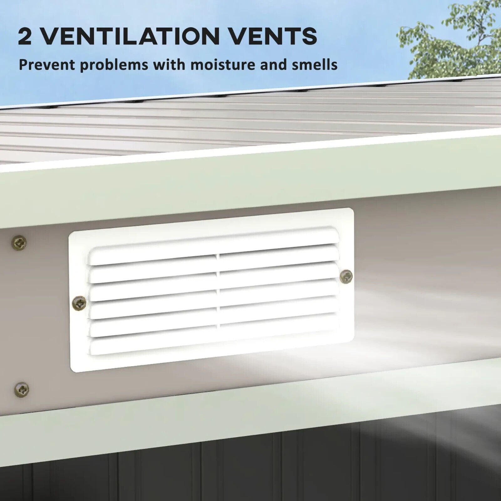 Outdoor Garden Metal Storage Shed with Foundation Double Doors Vents Sloped Roof - Home and Garden Furniture Shop - #rustic - furniture#