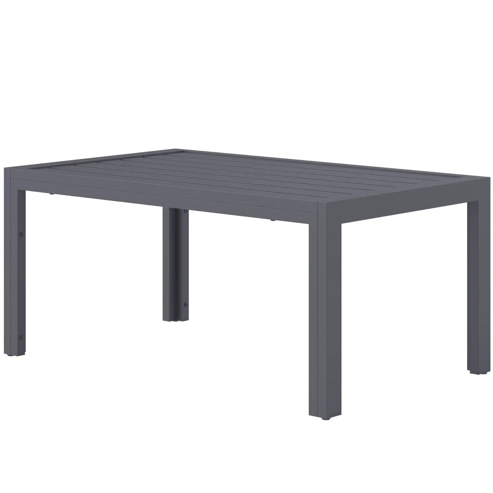 Outdoor Garden Side Table with Adjustable Pads Steel Frame and Slat Tabletop - Home and Garden Furniture Shop - #rustic - furniture#