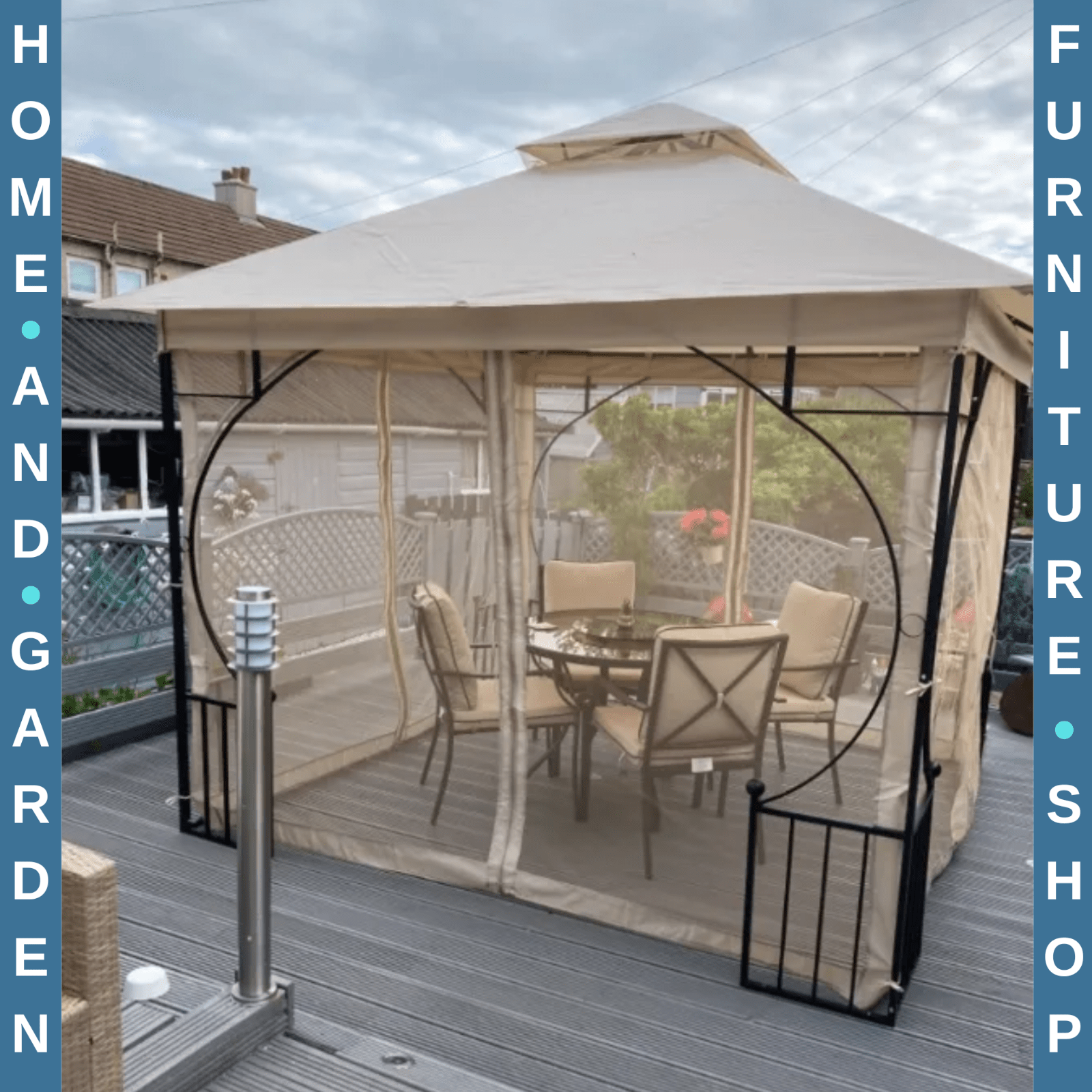 Outdoor Gazebo Party Tent Canopy Sun Shade Patio Cover Garden Shelter Beige 3m - Home and Garden Furniture Shop - rustic - furniture