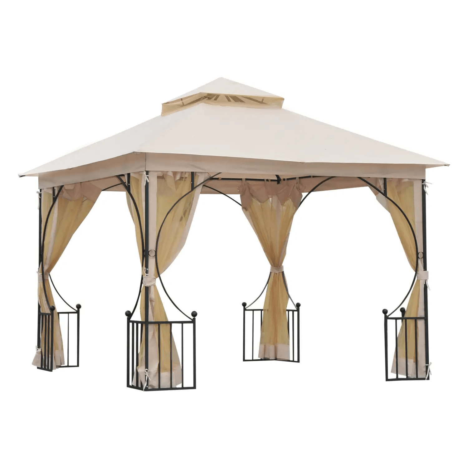 Outdoor Gazebo Party Tent Canopy Sun Shade Patio Cover Garden Shelter Beige 3m - Home and Garden Furniture Shop - rustic - furniture