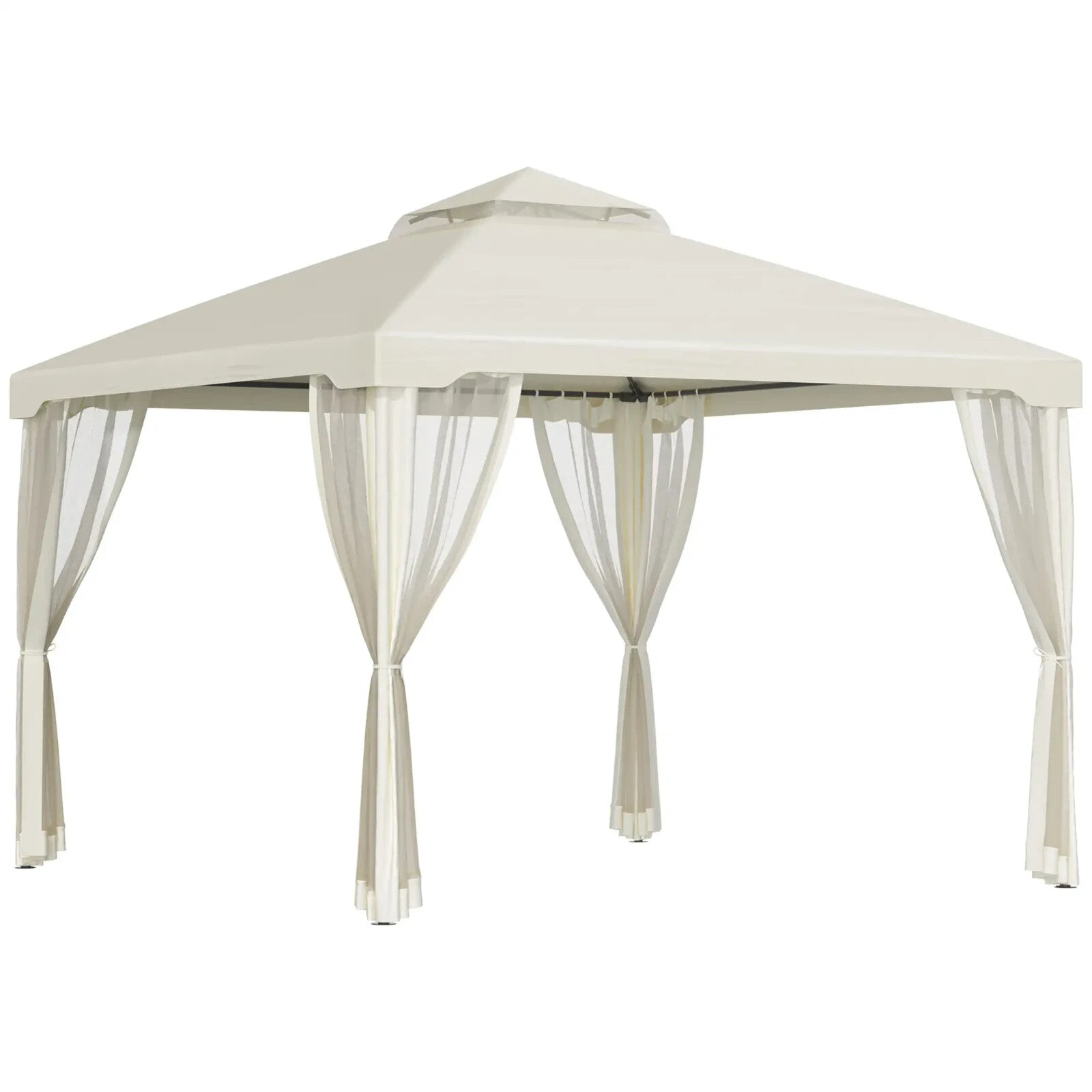 Outdoor Gazebo with Sides Garden Party Tent Canopy Sun Shade Shelter Double Roof - Home and Garden Furniture Shop - rustic - furniture