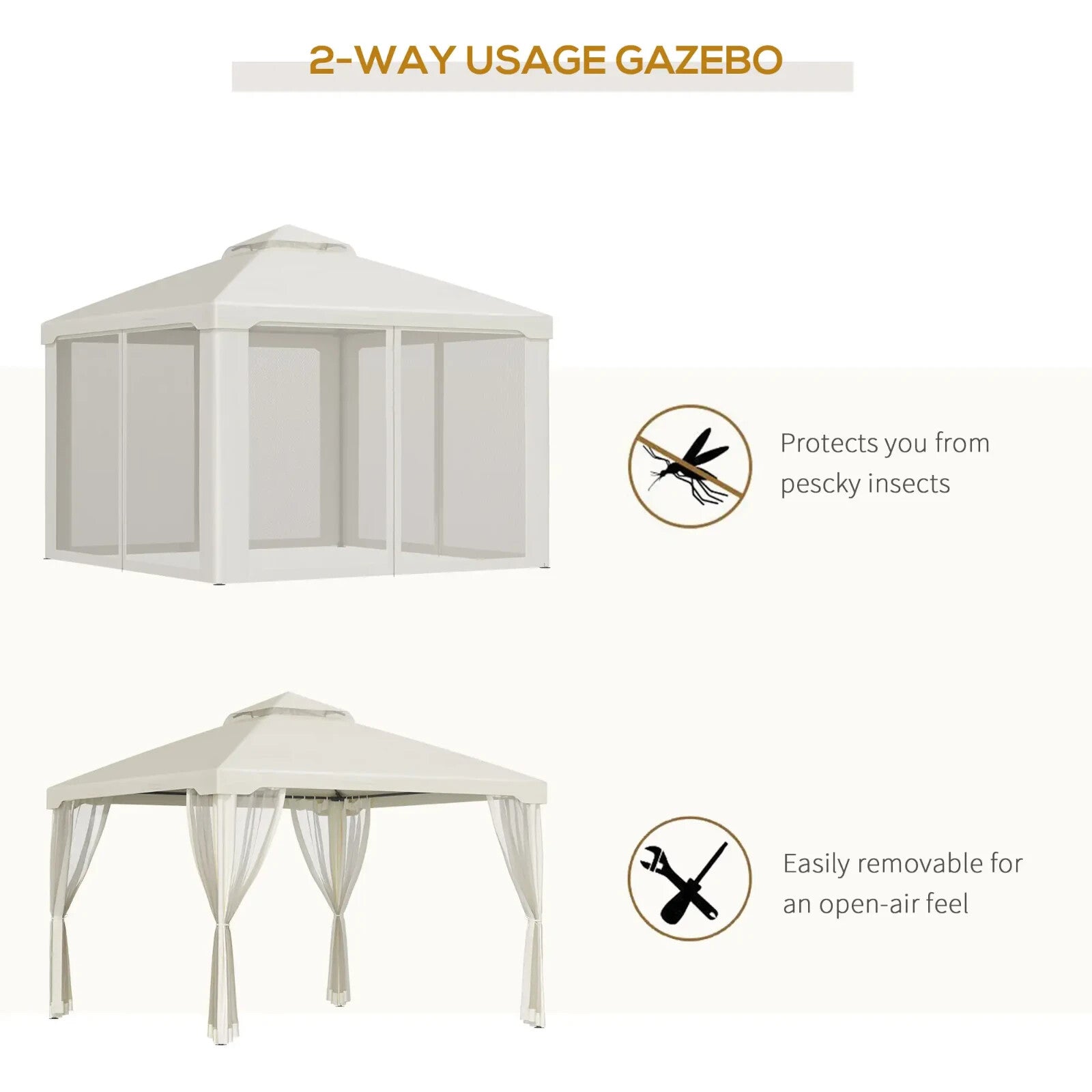 Outdoor Gazebo with Sides Garden Party Tent Canopy Sun Shade Shelter Double Roof - Home and Garden Furniture Shop - rustic - furniture