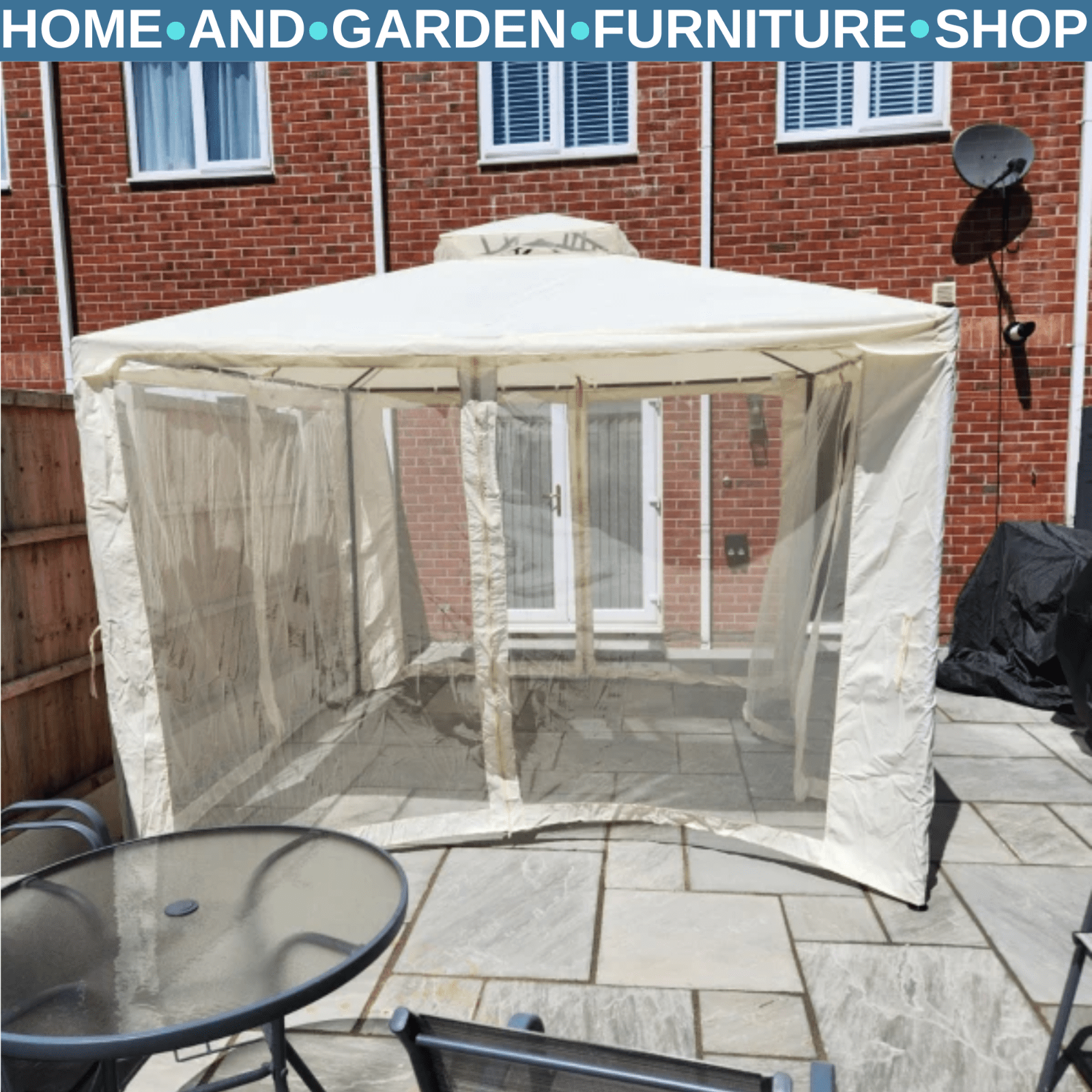 Outdoor Gazebo with Sides Garden Party Tent Canopy Sun Shade Shelter Double Roof - Home and Garden Furniture Shop - rustic - furniture