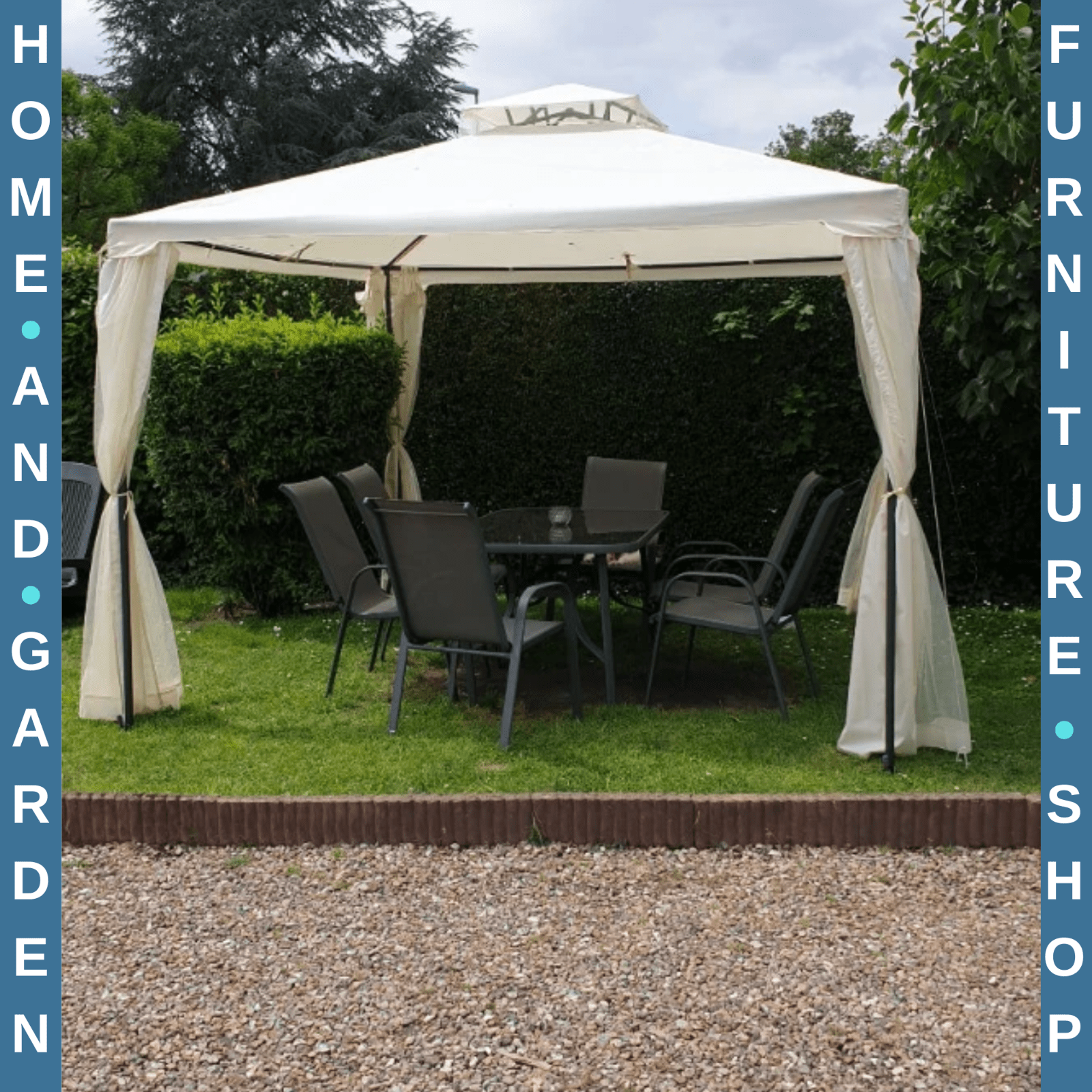 Outdoor Gazebo with Sides Garden Party Tent Canopy Sun Shade Shelter Double Roof - Home and Garden Furniture Shop - rustic - furniture