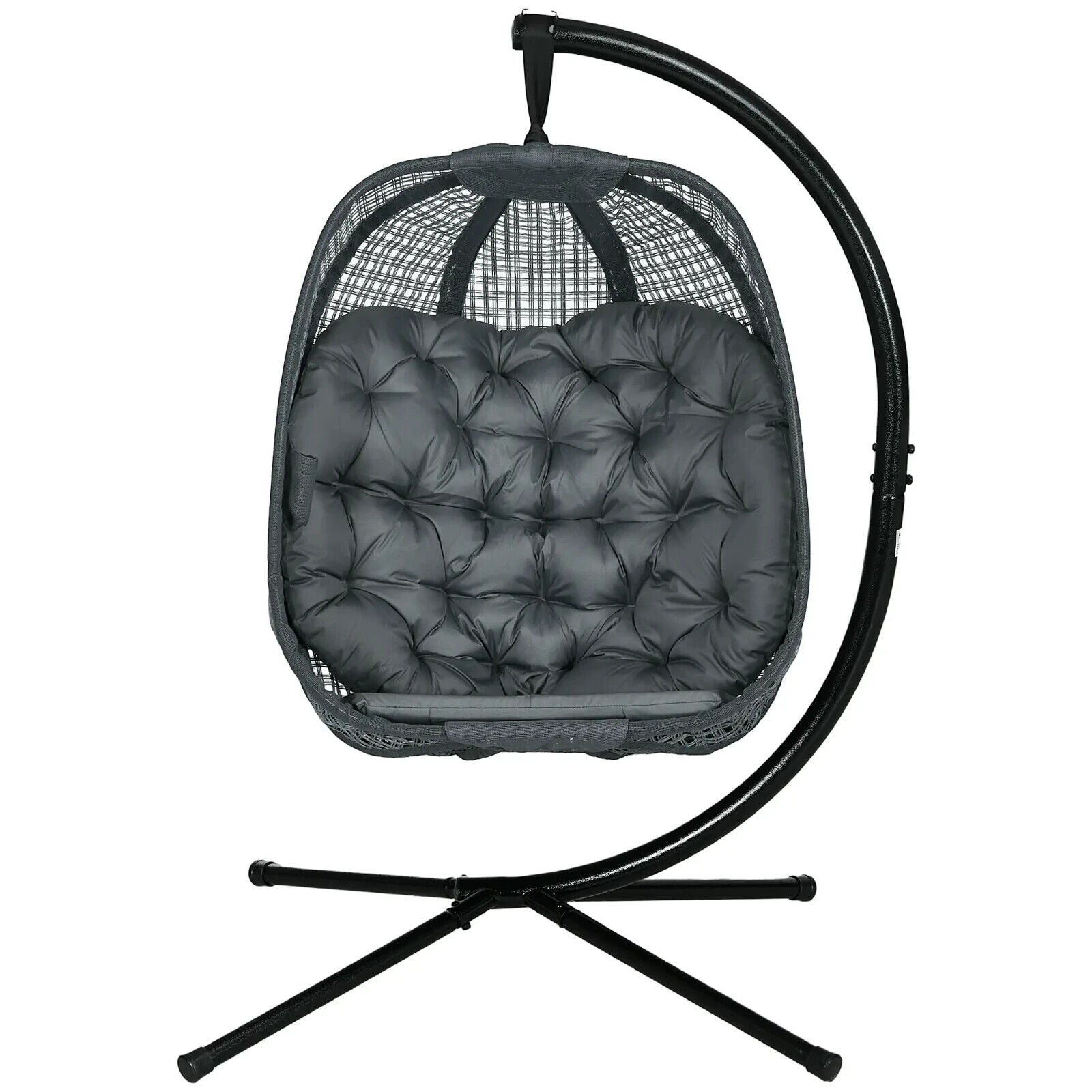 Outdoor Hanging Swing Chair with Thick Cushion Garden Patio Egg Chair Dark Grey - Home and Garden Furniture Shop - #rustic - furniture#