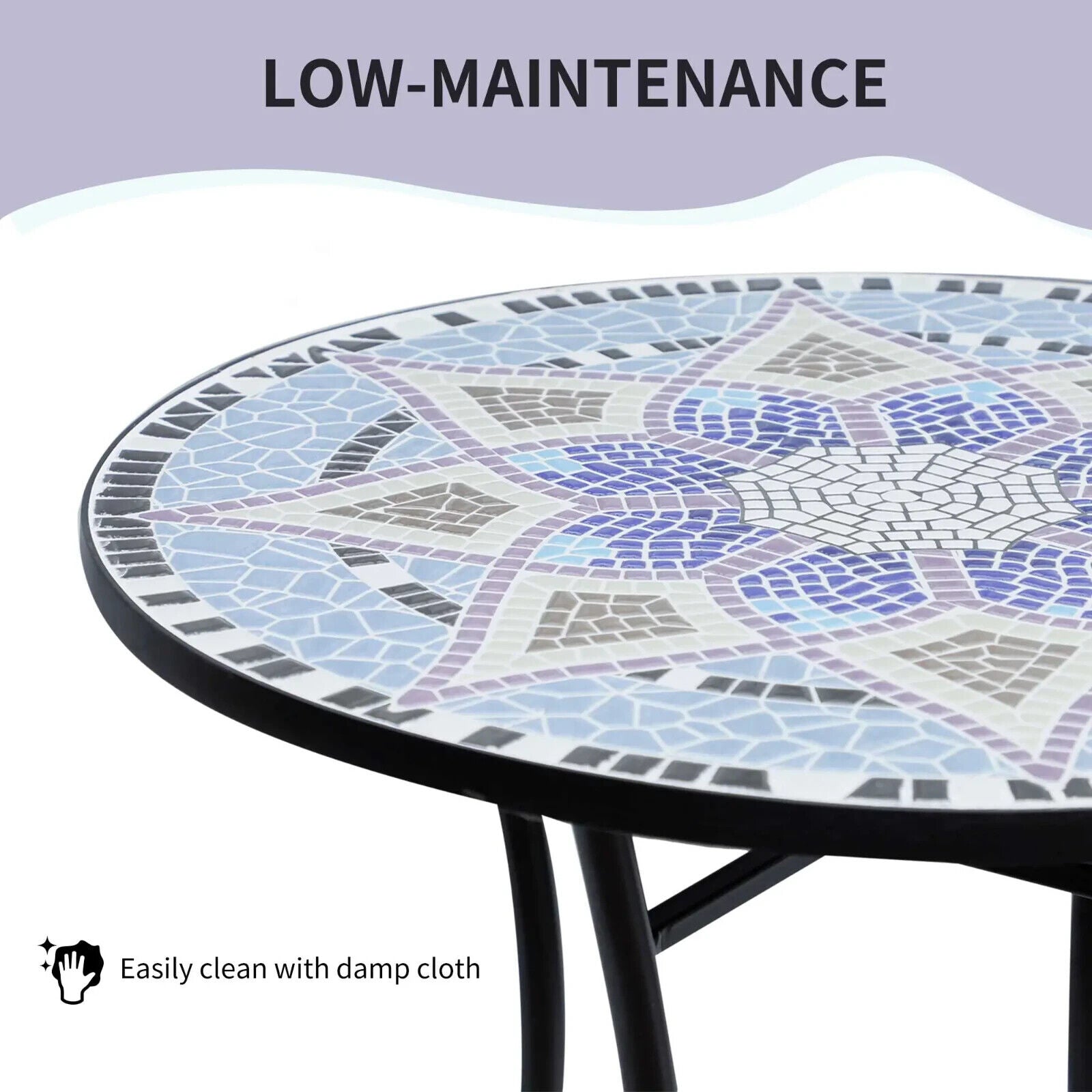 Outdoor Mosaic Round Bistro Table 60cm Ceramic Top Coffee Side Table for Garden - Home and Garden Furniture Shop - #rustic - furniture#