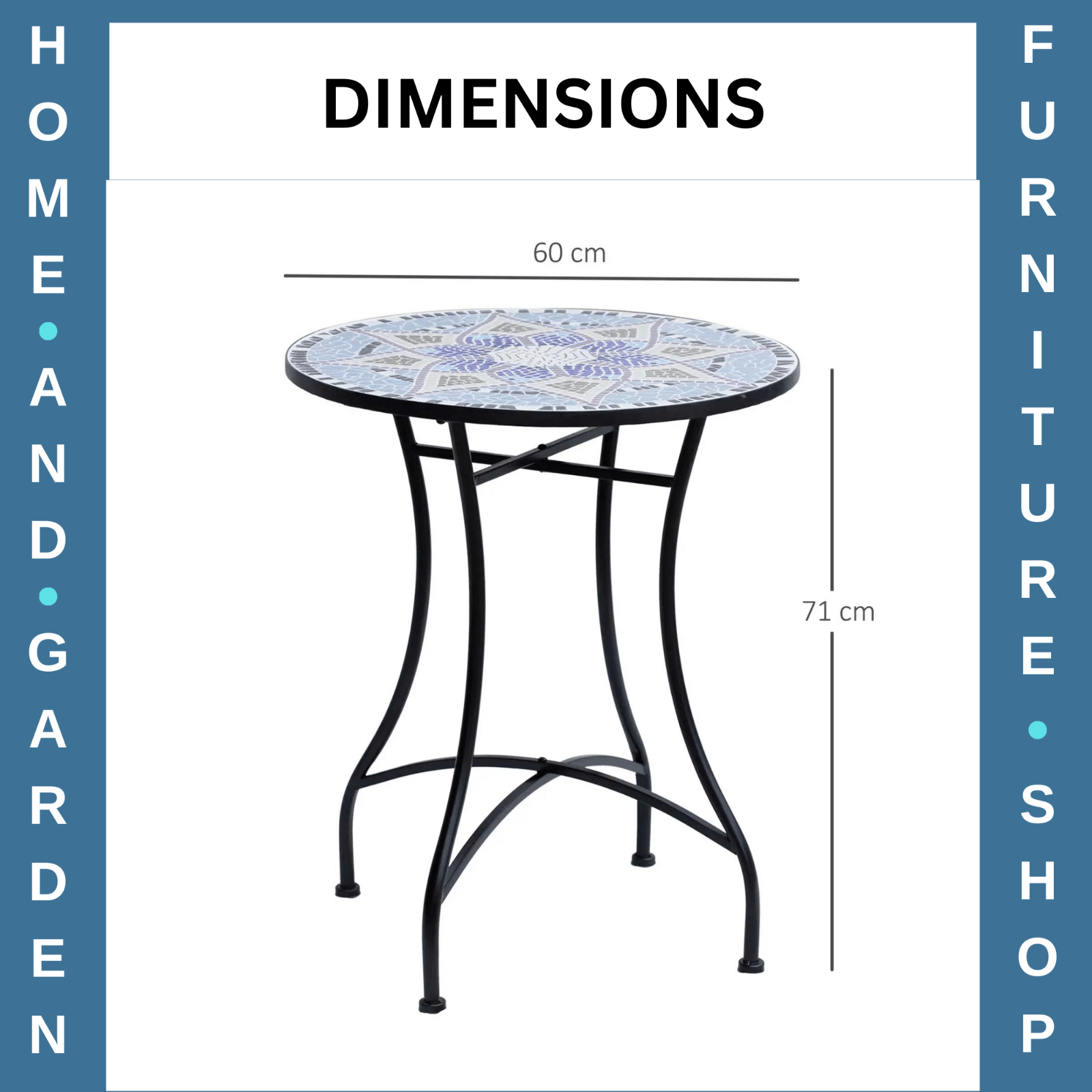 Outdoor Mosaic Round Bistro Table 60cm Ceramic Top Coffee Side Table for Garden - Home and Garden Furniture Shop - #rustic - furniture#
