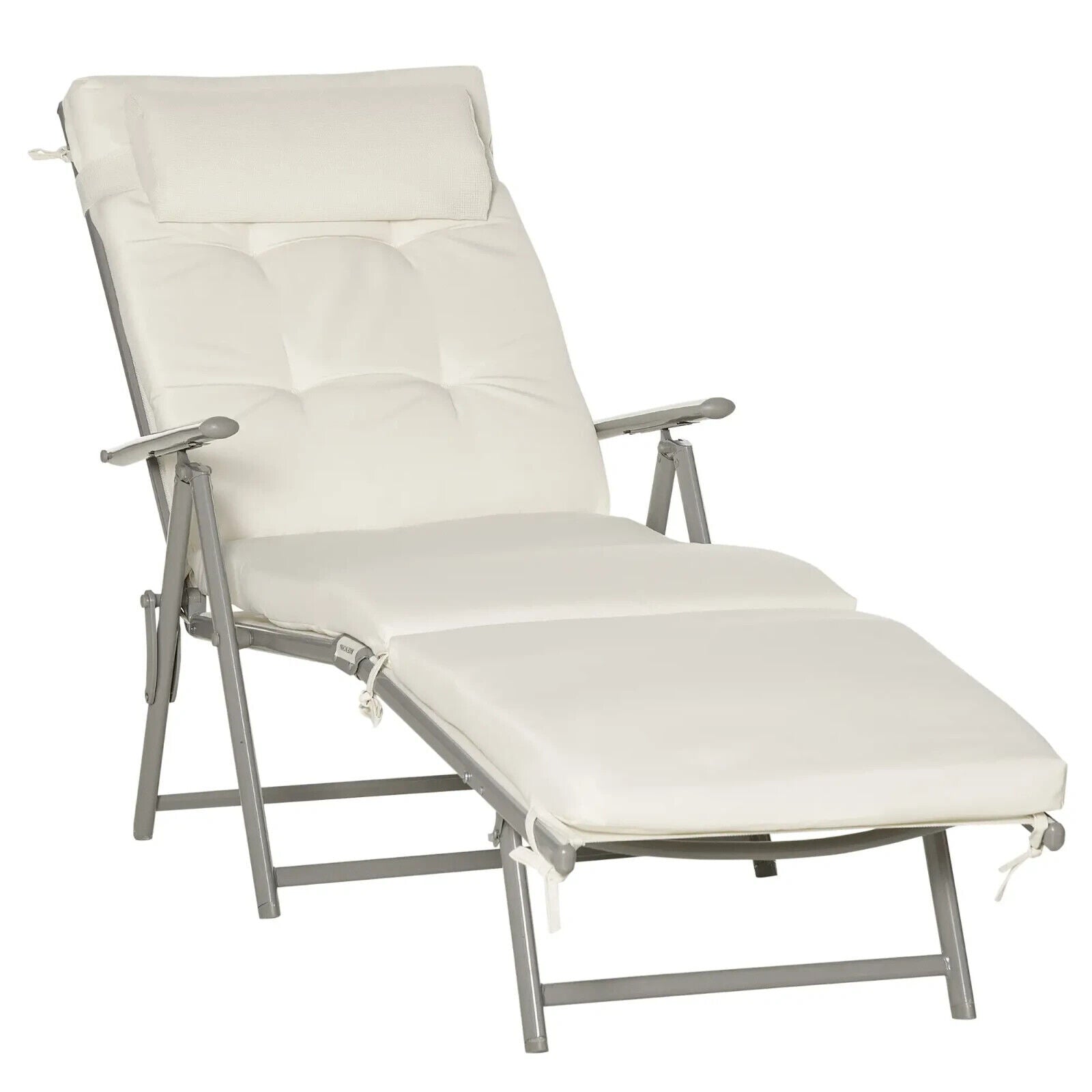 Outdoor Patio Sun Lounger Foldable Reclining Garden Chair With Pillow Adjustable - Home and Garden Furniture Shop - rustic - furniture