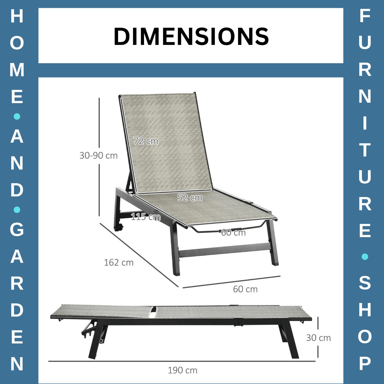 Outdoor PE Rattan Sun Loungers with 5 Position Backrest & Wheel for Garden Grey - Home and Garden Furniture Shop - #rustic - furniture#
