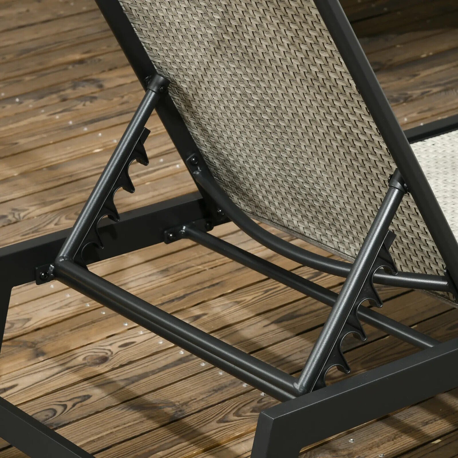 Outdoor PE Rattan Sun Loungers with 5 Position Backrest & Wheel for Garden Grey - Home and Garden Furniture Shop - #rustic - furniture#