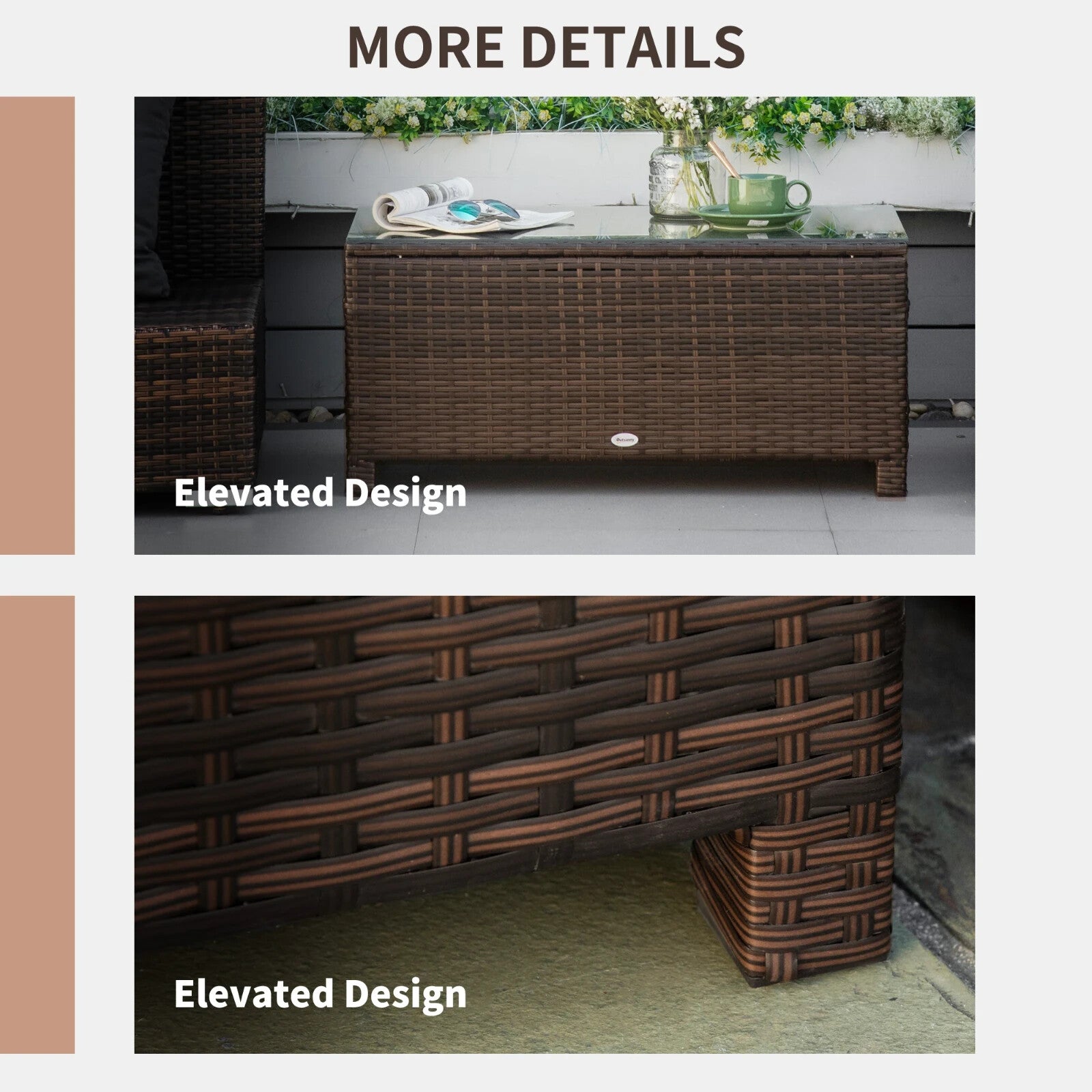 Outdoor Rattan Coffee Table with Tempered Glass Top Aluminium Frame Garden Patio - Home and Garden Furniture Shop - rustic - furniture