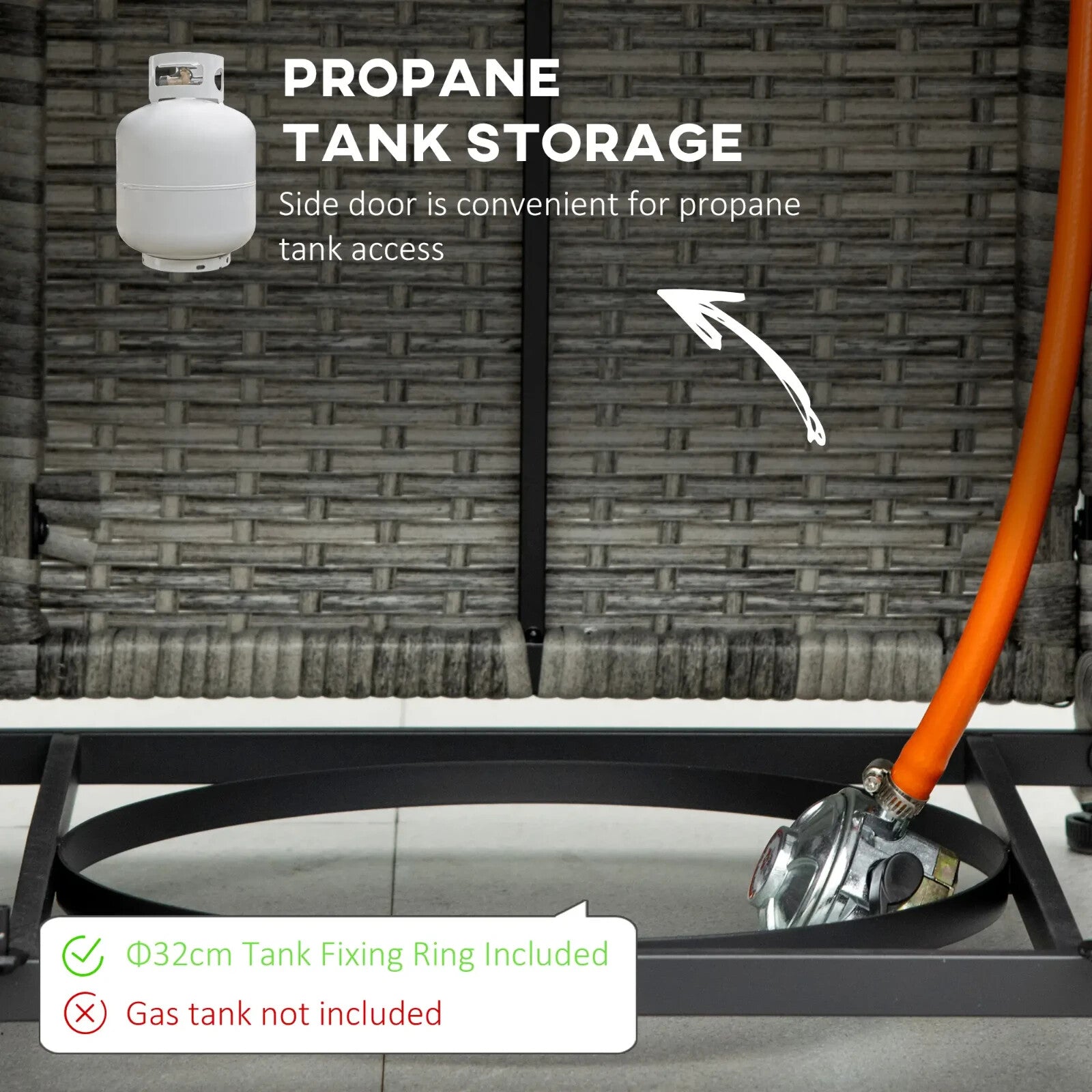 Outdoor Rattan Gas Fire Pit Table Propane Heater with Rain Cover 40000 BTU Grey - Home and Garden Furniture Shop - rustic - furniture