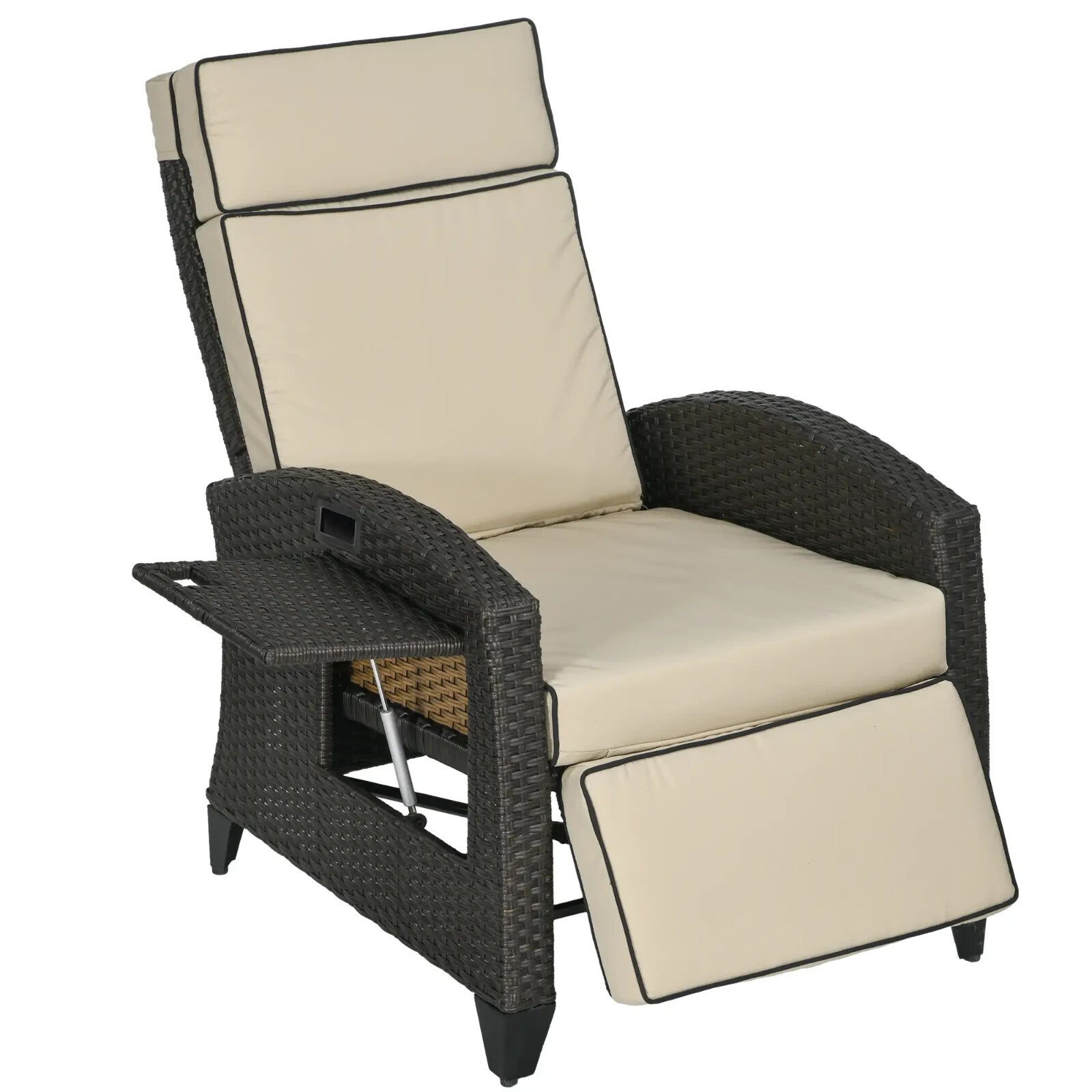 Outdoor Rattan Reclining Lounge Chair with Adjustable Backrest Garden Furniture - Home and Garden Furniture Shop - rustic - furniture
