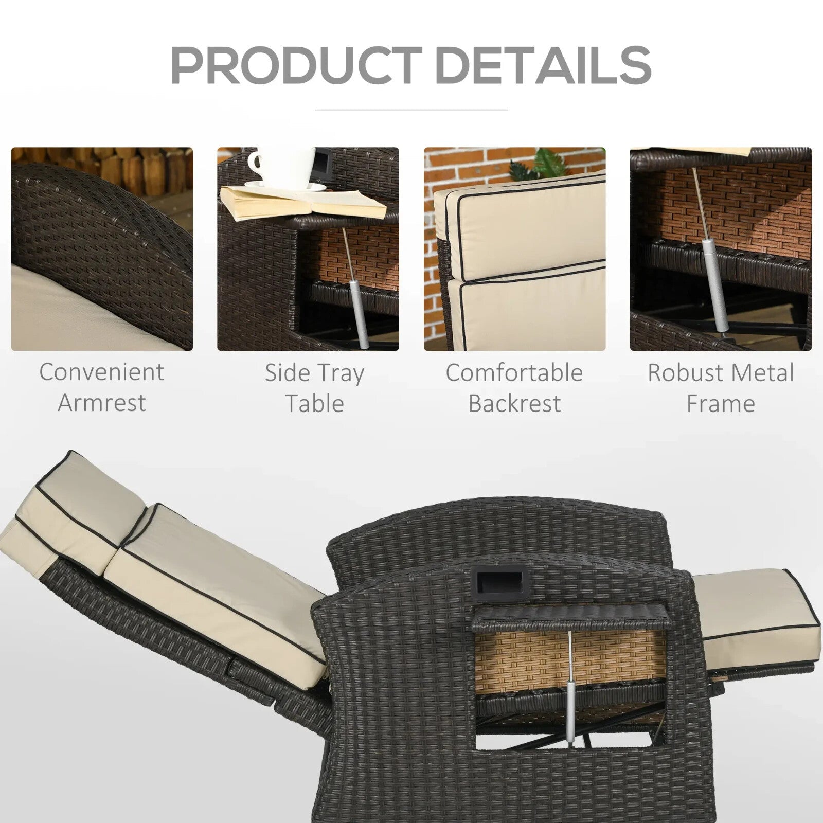 Outdoor Rattan Reclining Lounge Chair with Adjustable Backrest Garden Furniture - Home and Garden Furniture Shop - rustic - furniture