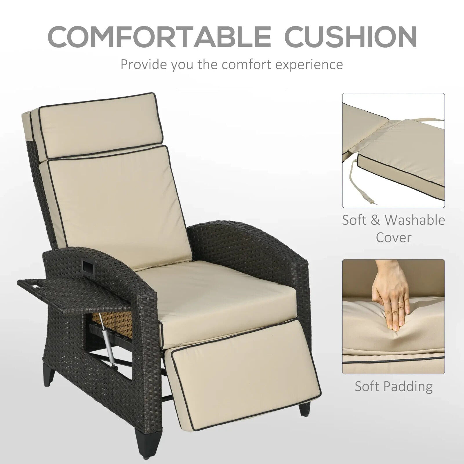 Outdoor Rattan Reclining Lounge Chair with Adjustable Backrest Garden Furniture - Home and Garden Furniture Shop - #rustic - furniture#