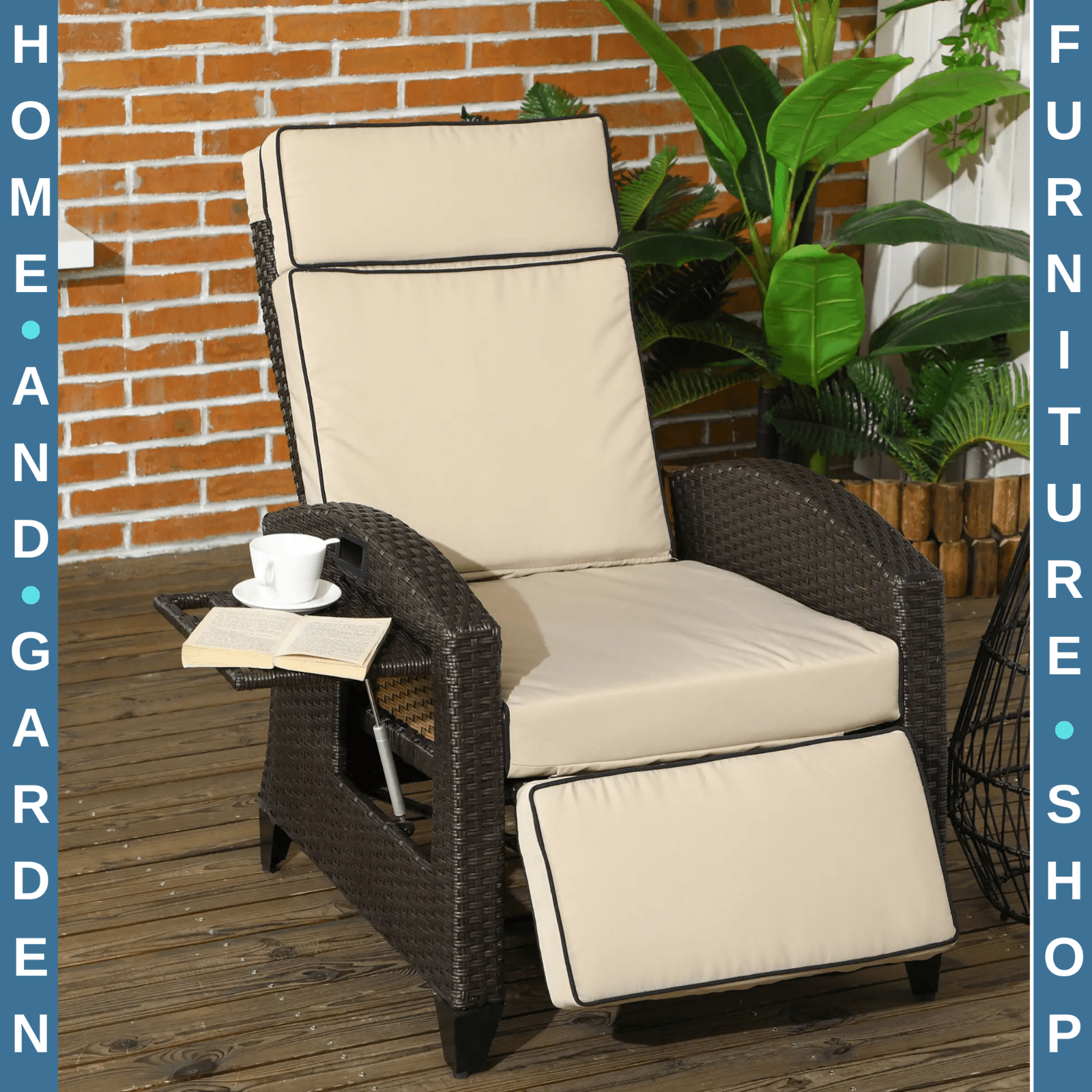 Outdoor Rattan Reclining Lounge Chair with Adjustable Backrest Garden Furniture - Home and Garden Furniture Shop - #rustic - furniture#