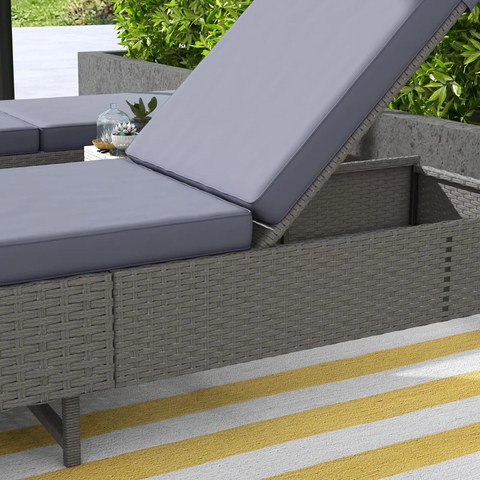 Outdoor Rattan Sun Lounger Set of 2 Adjustable Multi Position Recliner Sunbed - Home and Garden Furniture Shop - #rustic - furniture#
