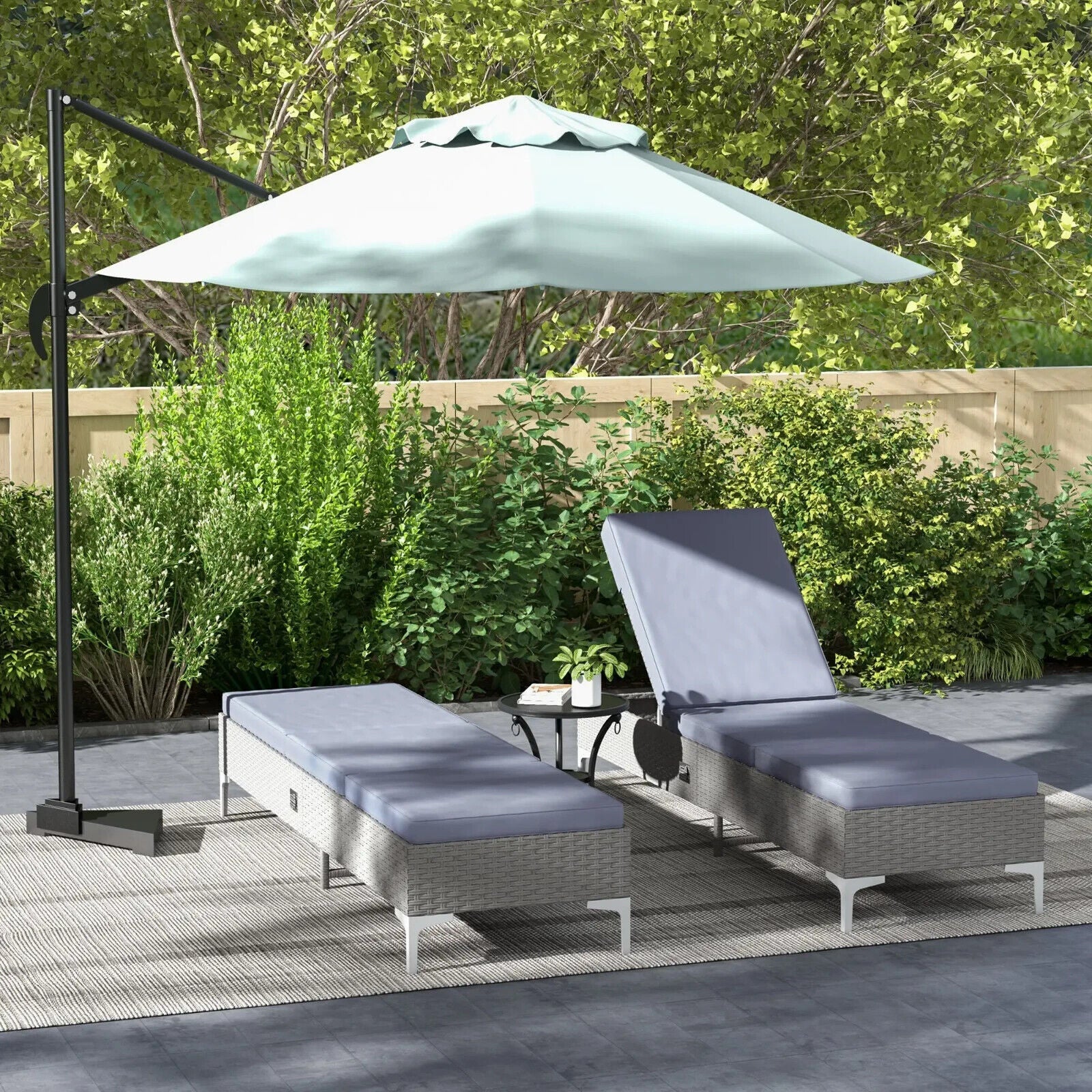 Outdoor Rattan Sun Lounger Set of 2 Adjustable Multi Position Recliner Sunbed - Home and Garden Furniture Shop - #rustic - furniture#
