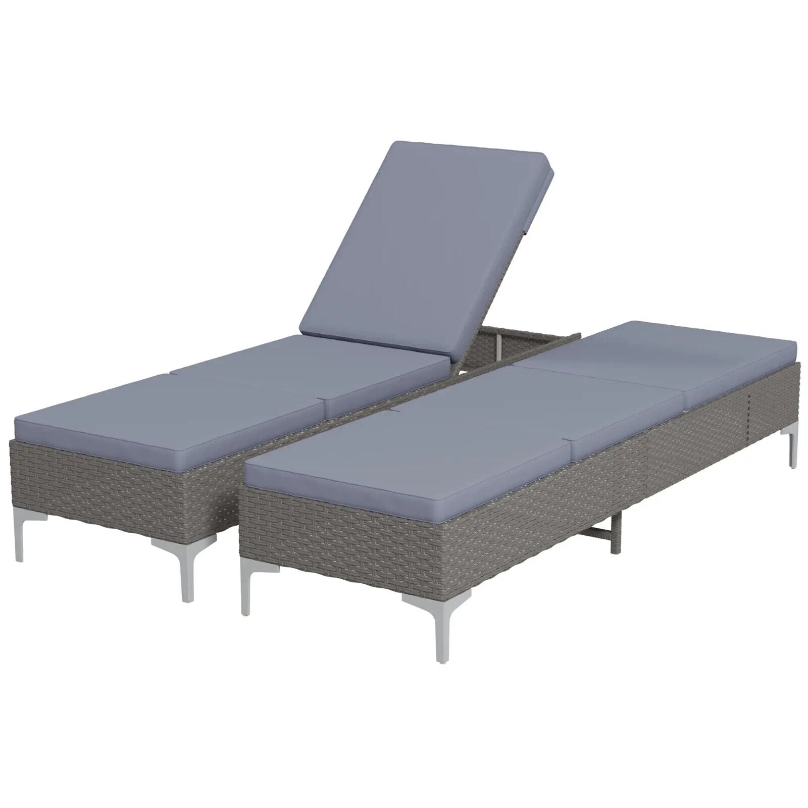 Outdoor Rattan Sun Lounger Set of 2 Adjustable Multi Position Recliner Sunbed - Home and Garden Furniture Shop - #rustic - furniture#