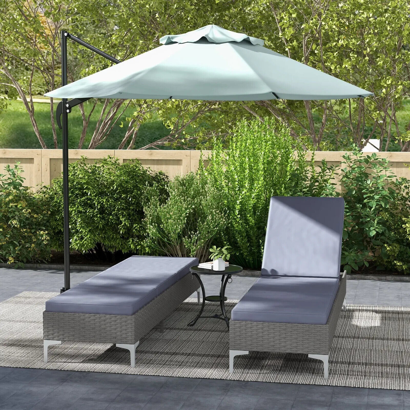 Outdoor Rattan Sun Lounger Set of 2 Adjustable Multi Position Recliner Sunbed - Home and Garden Furniture Shop - #rustic - furniture#