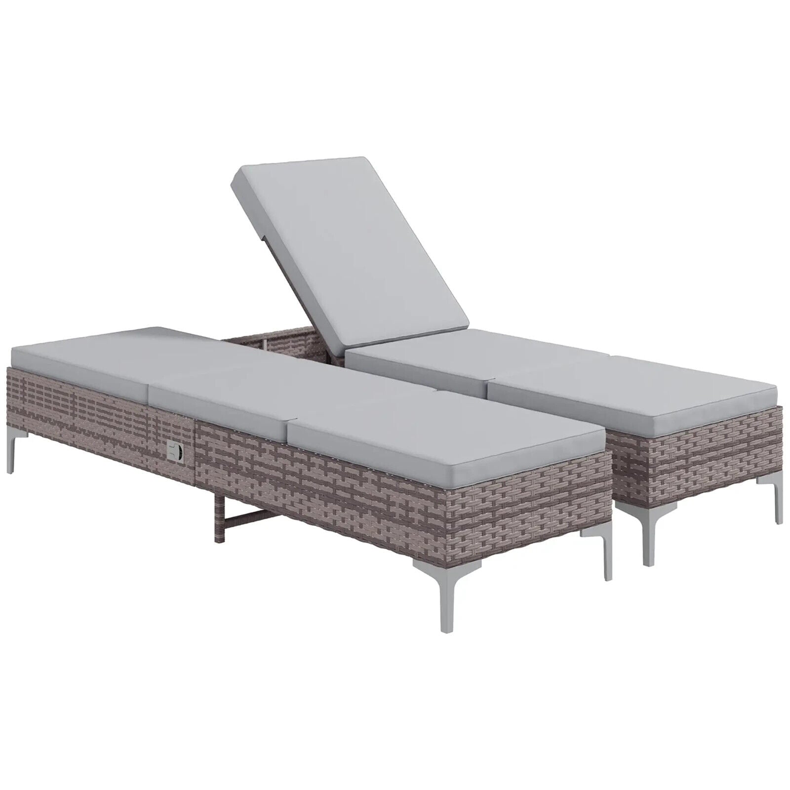 Outdoor Rattan Sun Lounger Set of 2 Adjustable Recliner Multi Position Sunbed - Home and Garden Furniture Shop - #rustic - furniture#