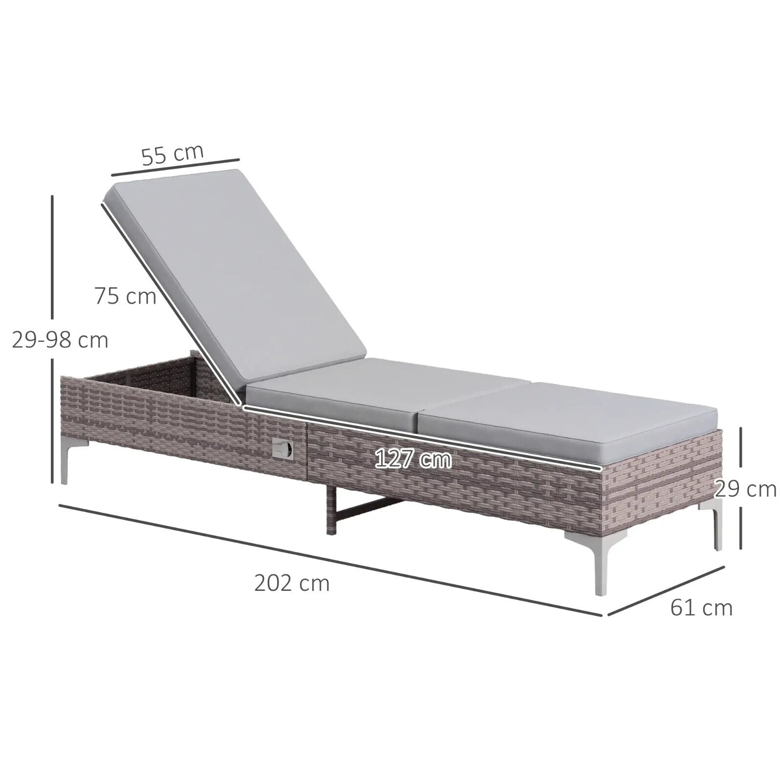 Outdoor Rattan Sun Lounger Set of 2 Adjustable Recliner Multi Position Sunbed - Home and Garden Furniture Shop - #rustic - furniture#