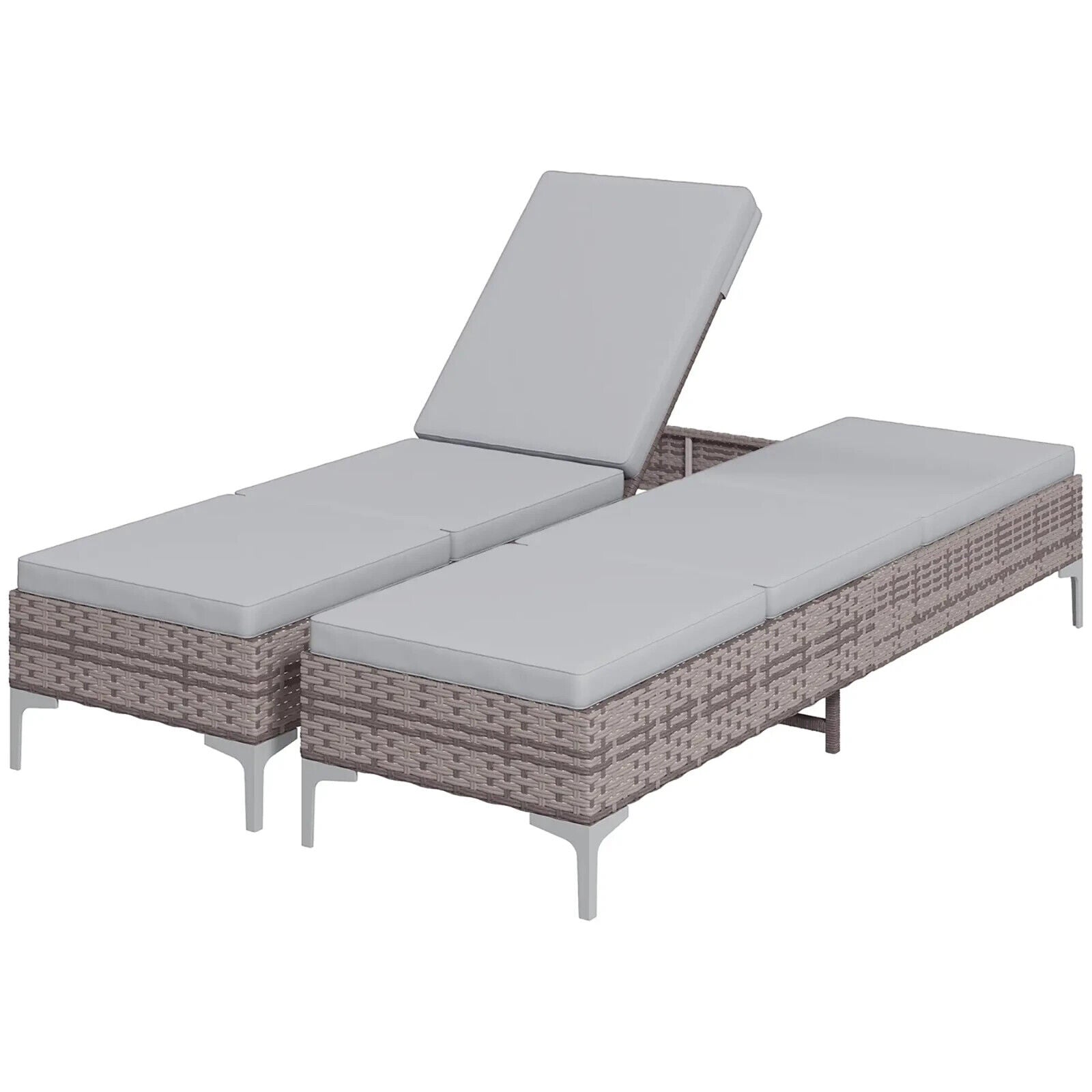Outdoor Rattan Sun Lounger Set of 2 Adjustable Recliner Multi Position Sunbed - Home and Garden Furniture Shop - #rustic - furniture#